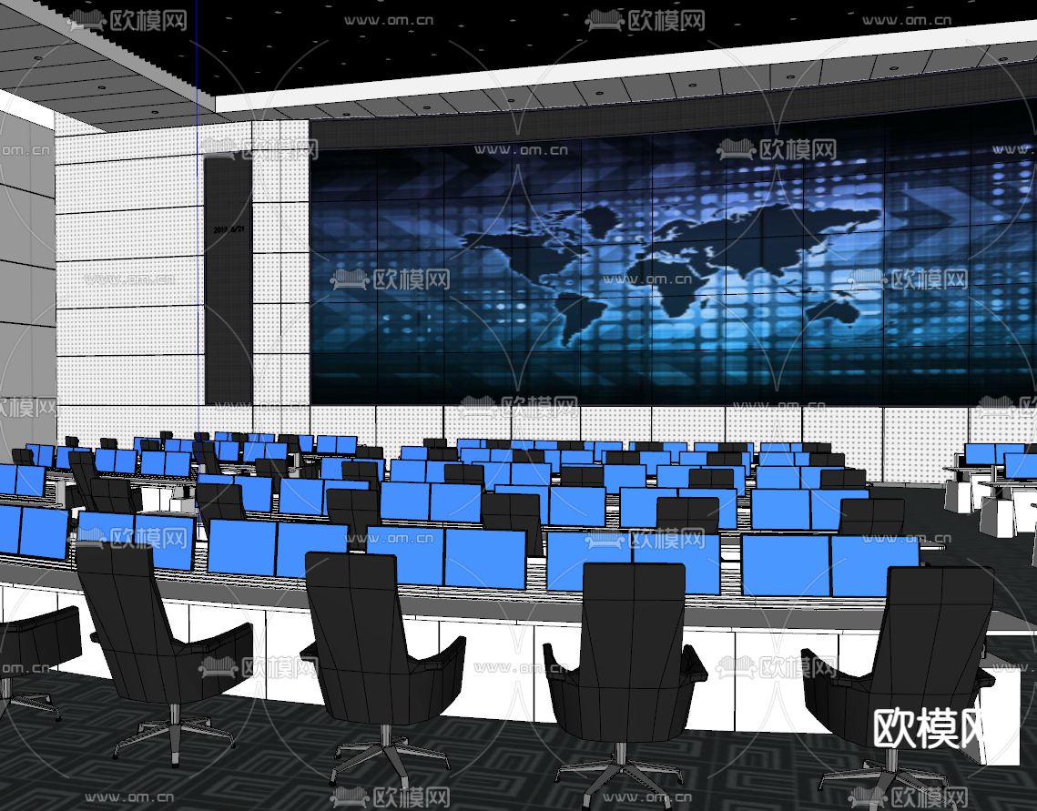 现代指挥控制室su模型下载（渲染图2）