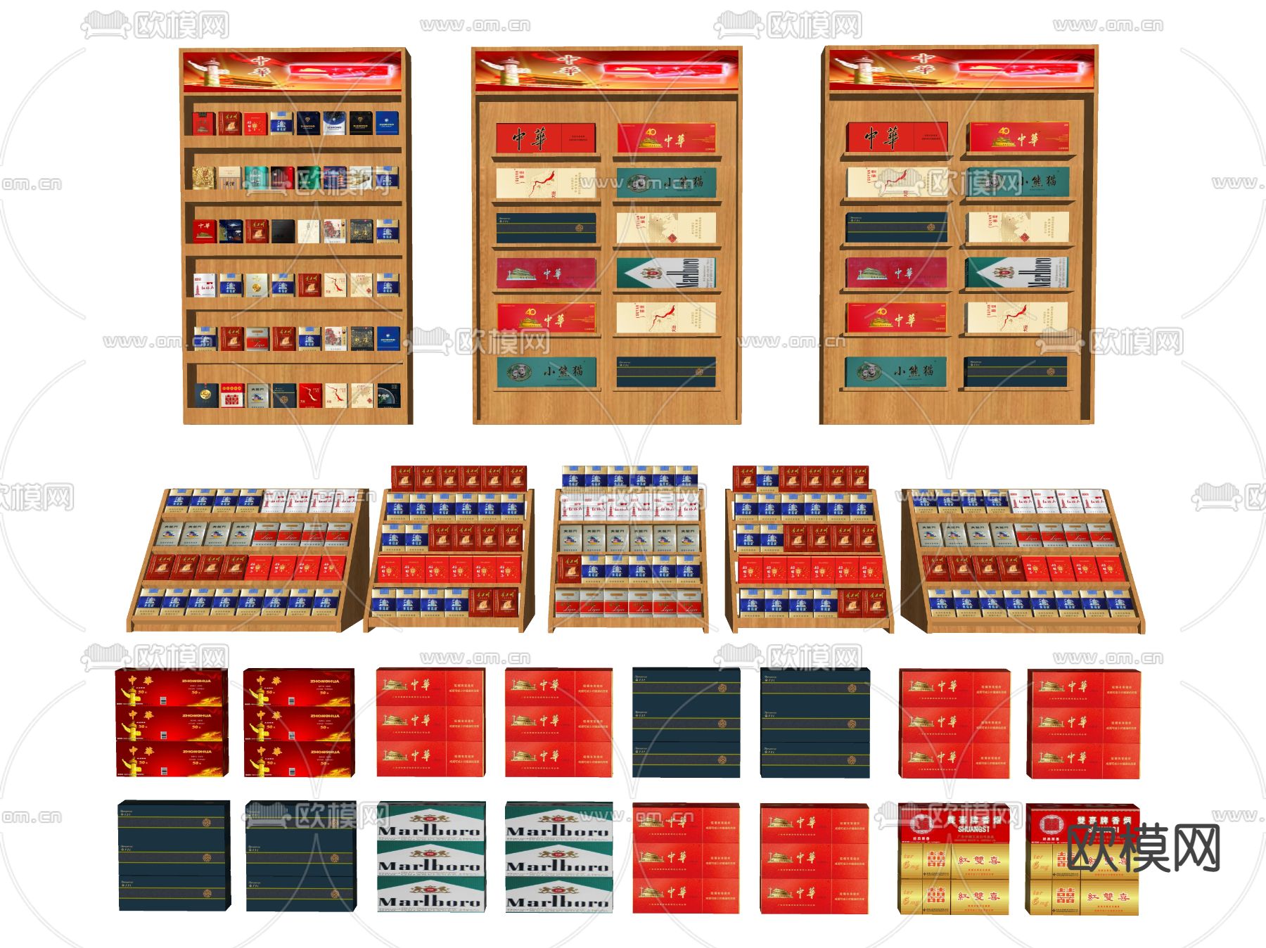 展示柜 烟柜 烟店柜su模型下载（渲染图2）