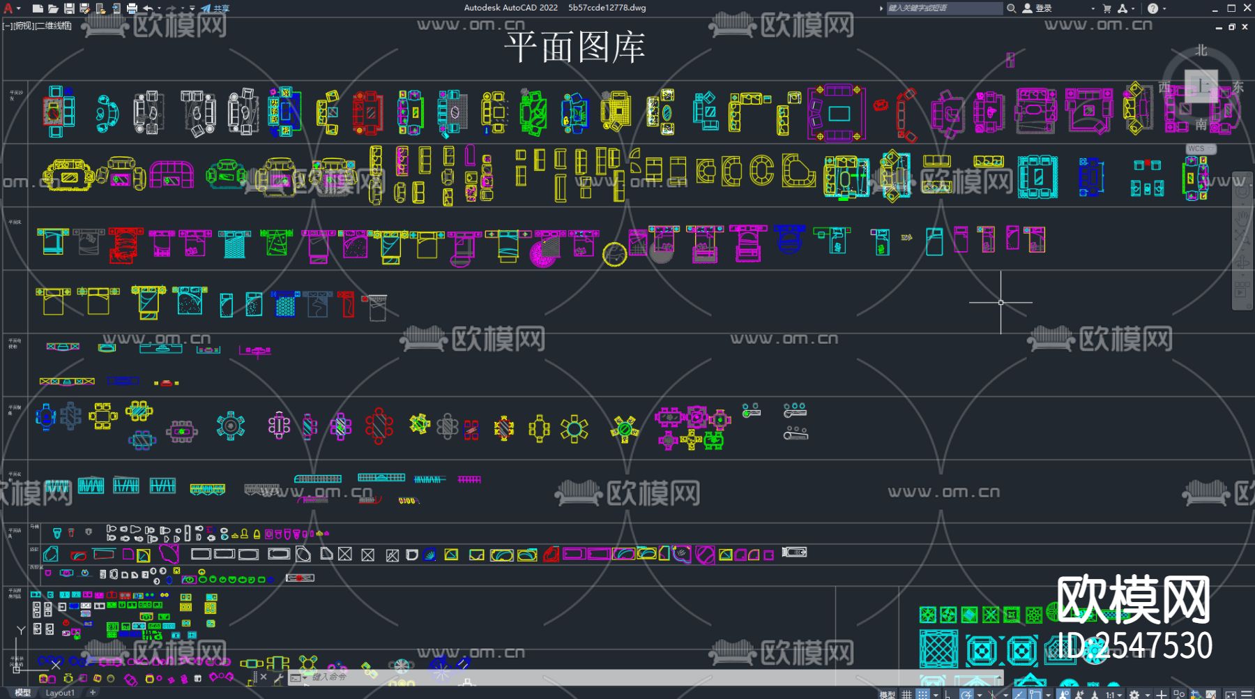 室内装饰平面图库cad施工图下载（渲染图4）