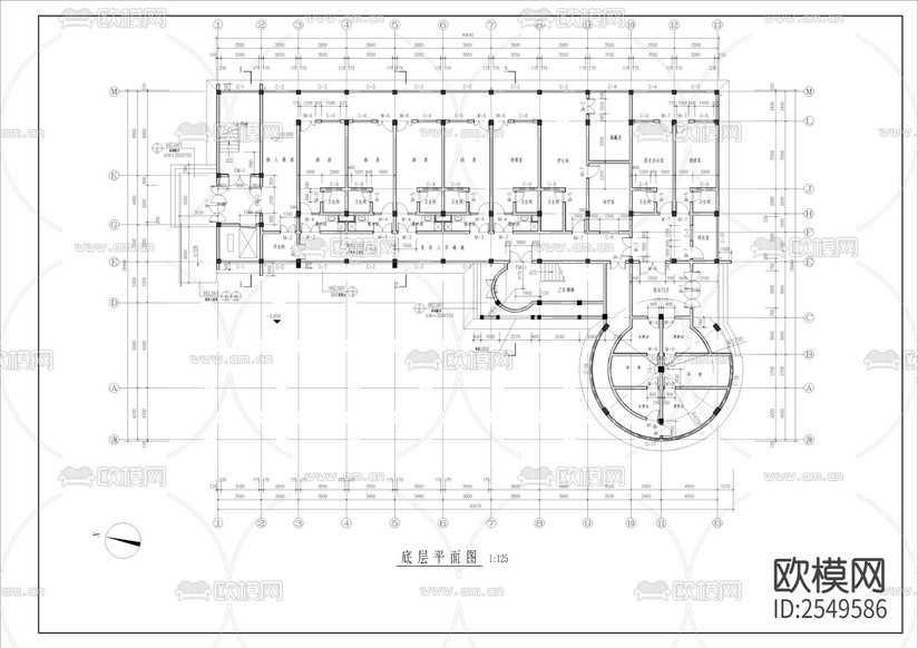 傳染病房樓全套建筑CAD施工圖下載(渲染圖2)