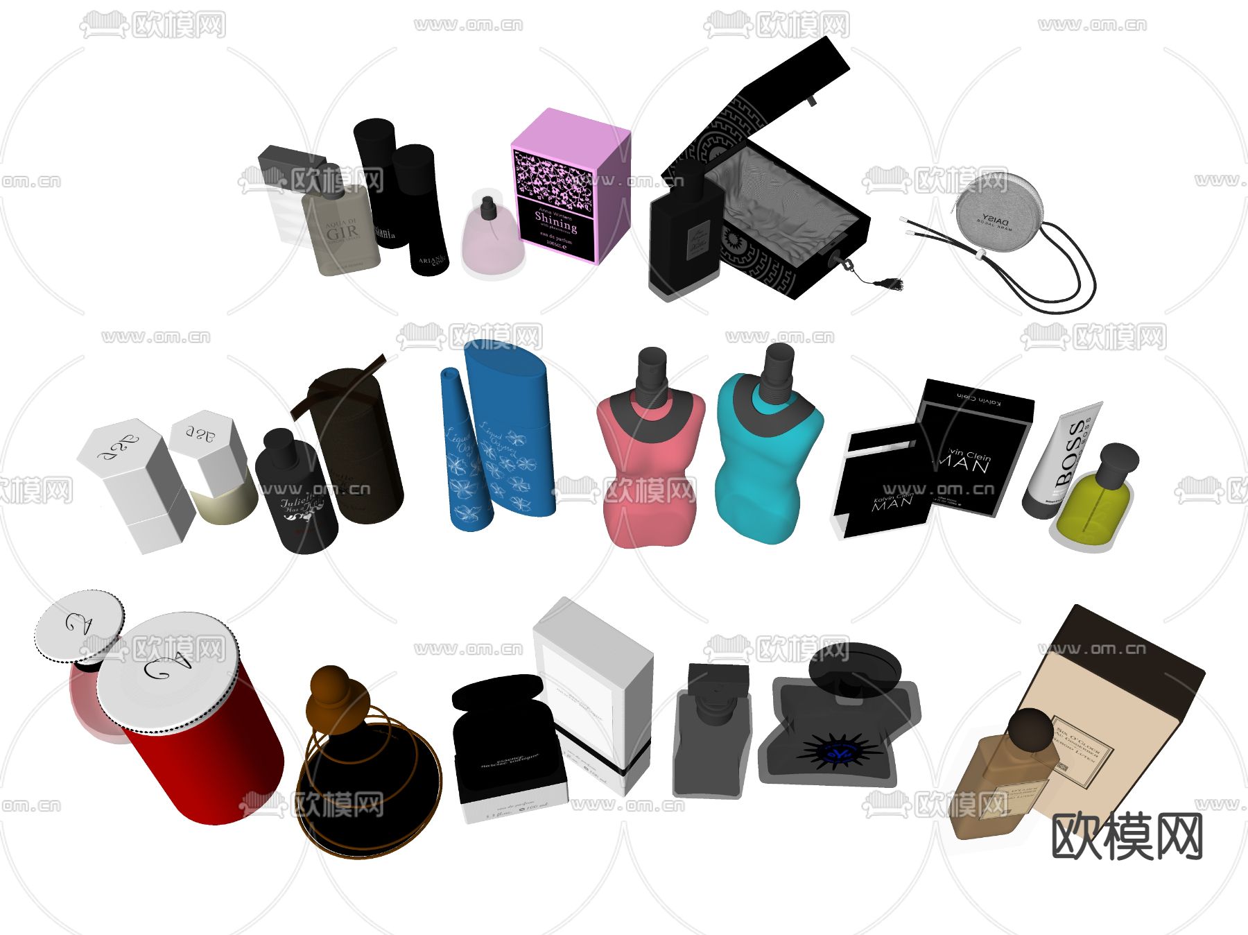 化妆品 美妆用品 香水 护肤品su模型下载（渲染图2）