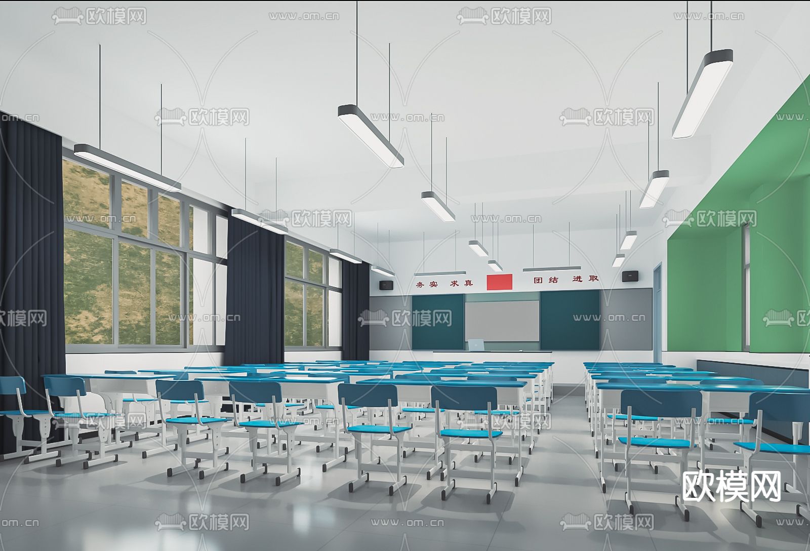 现代学校教室su模型下载_ID13052902_sketchup模型下载-欧模网
