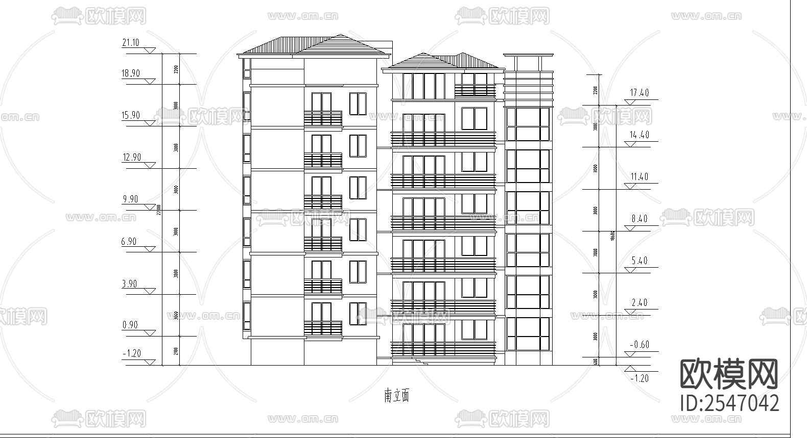 大川水岸住宅楼建筑cad施工图下载（渲染图3）