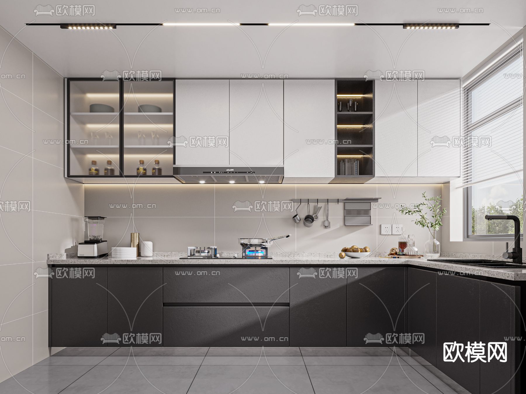 现代厨房 橱柜3d模型下载
