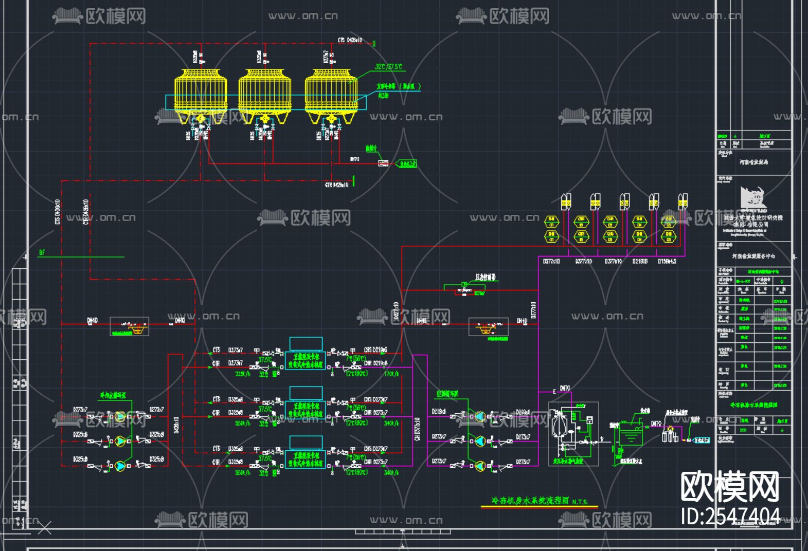旅游服务中心暖通CAD施工图下载（渲染图4）