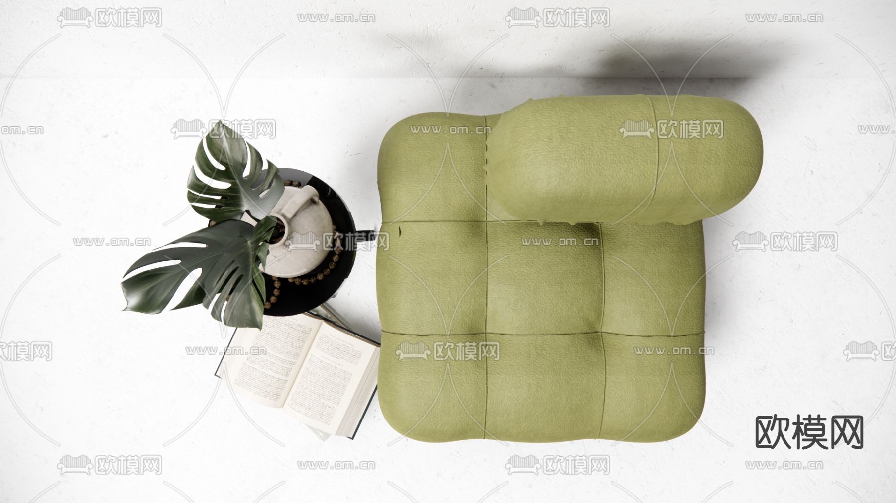 北欧布艺休闲沙发su模型下载（渲染图2）