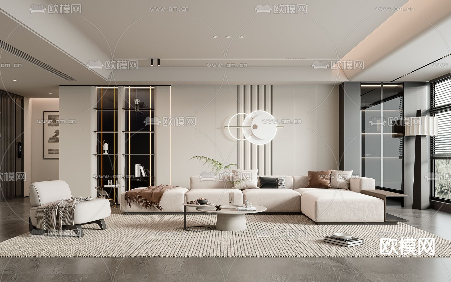 现代客厅3d模型下载