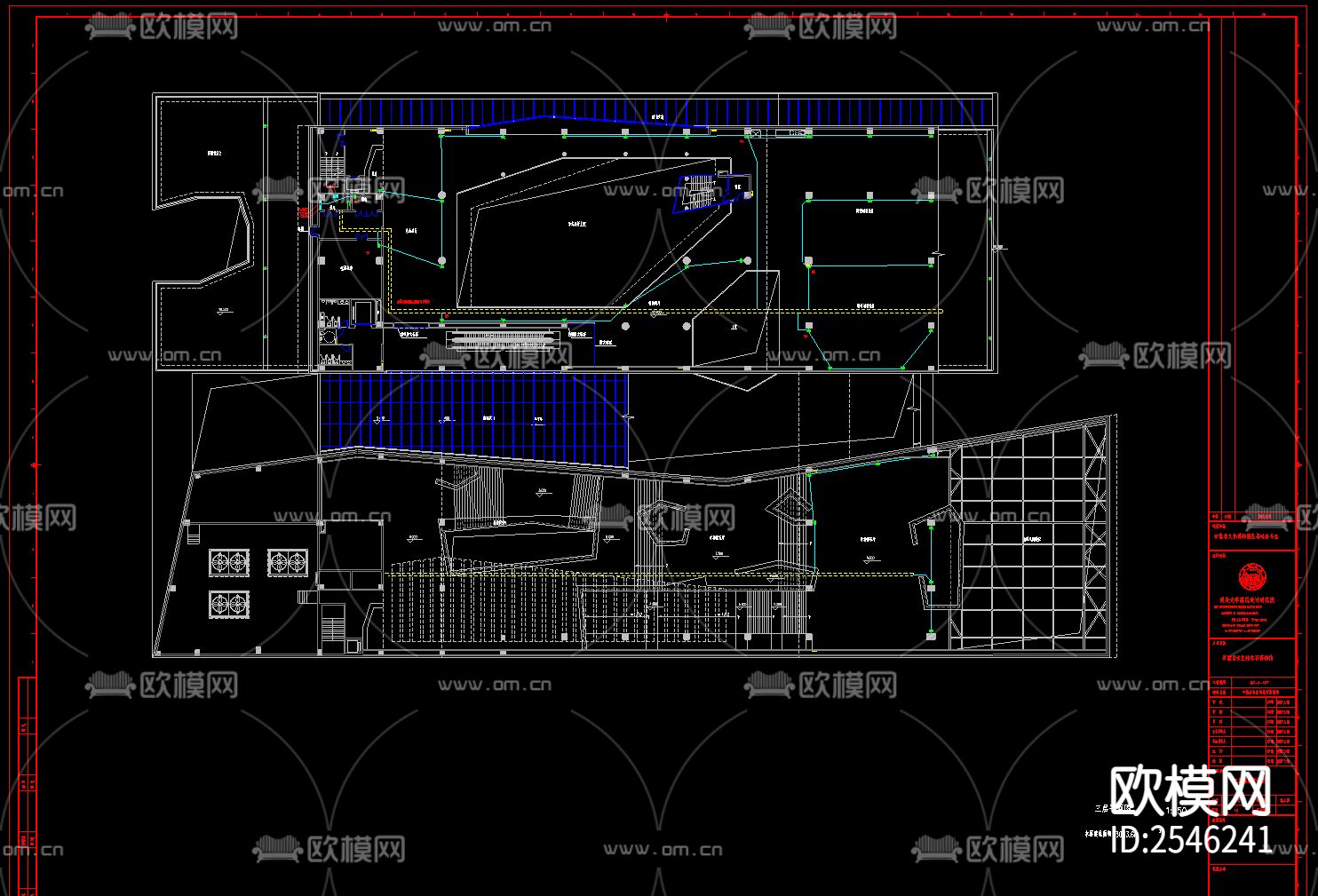 博物馆强电CAD施工图下载（渲染图3）
