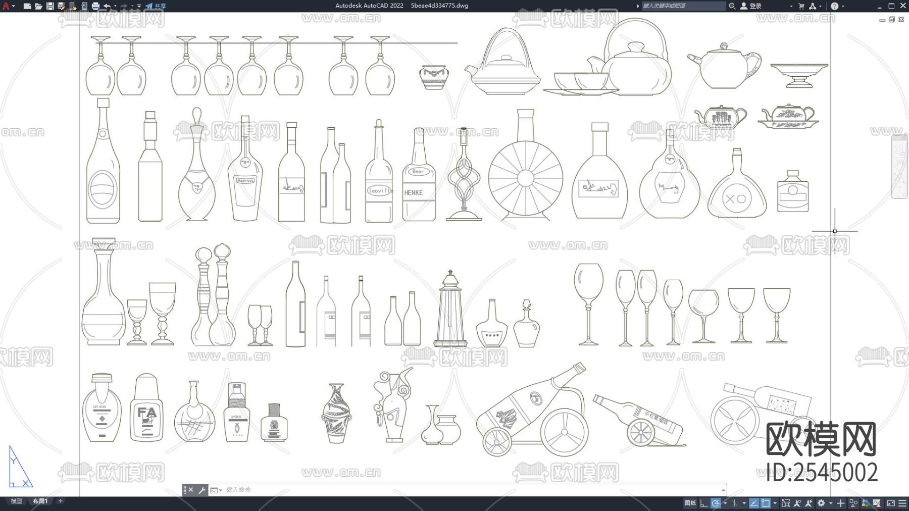 CAD酒水常用cad图库下载