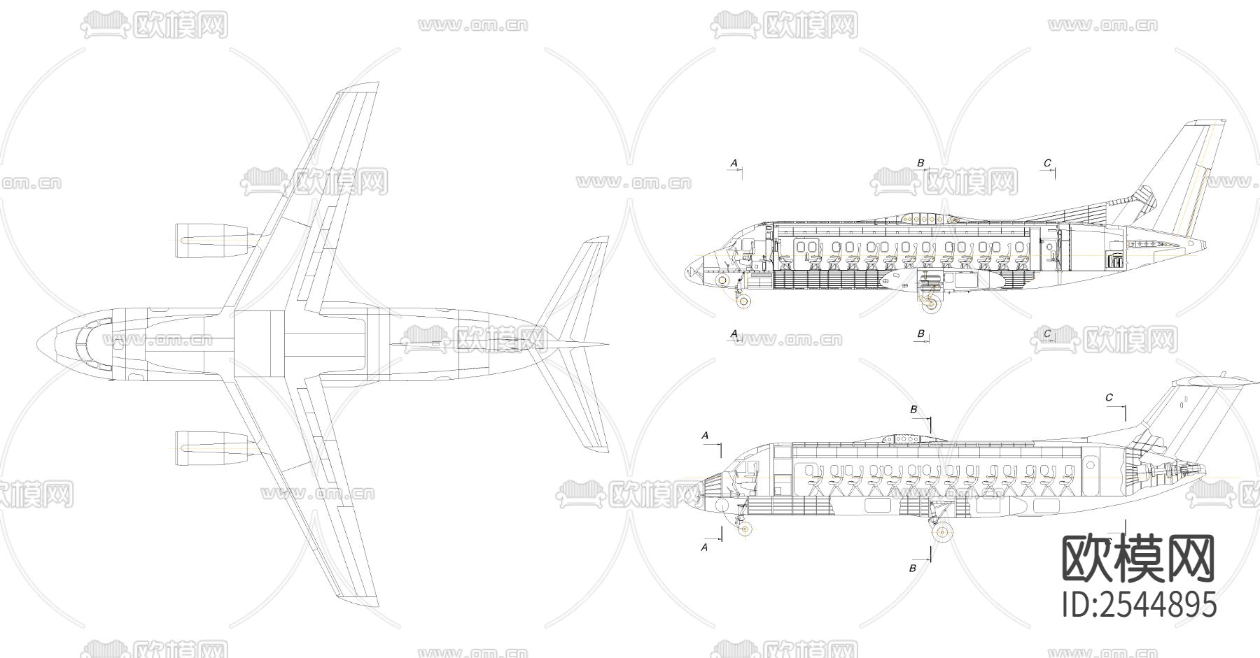 飞机cad图库下载（渲染图2）