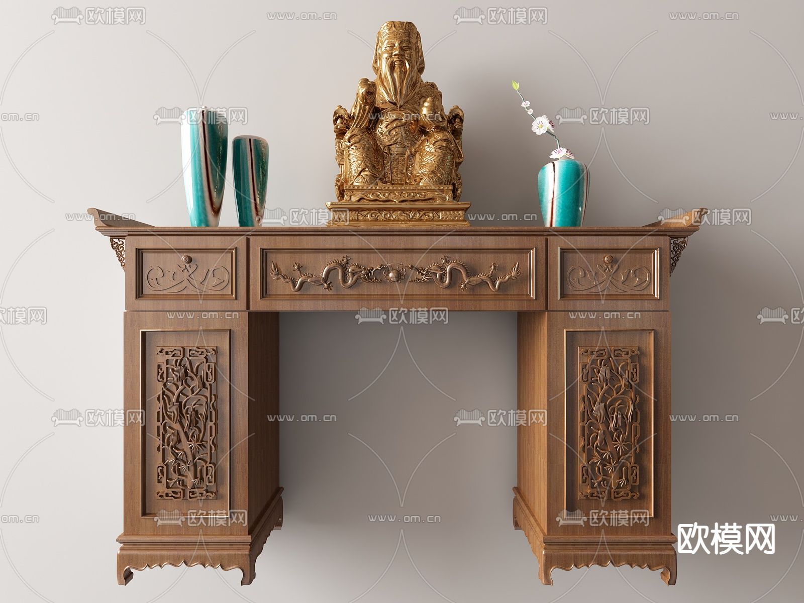 中式实木神龛台su模型下载_ID13056538_sketchup模型下载-欧模网