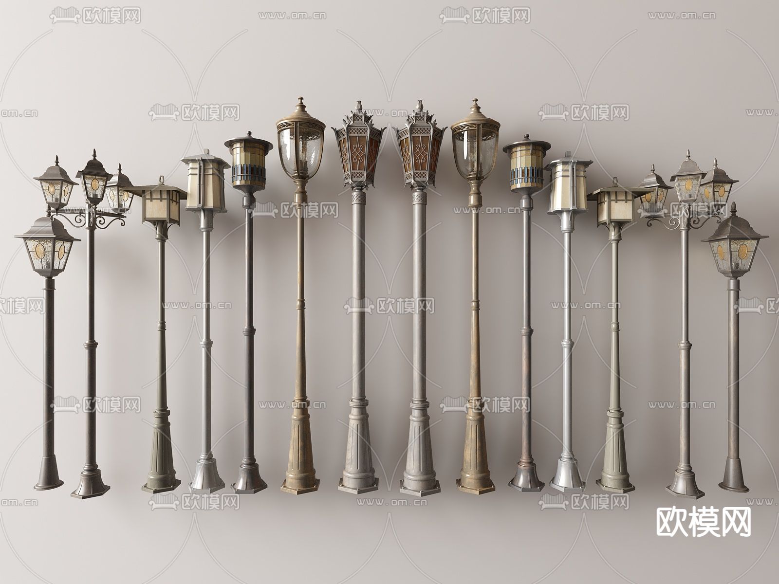 简欧户外灯 路灯 庭院灯su模型下载（渲染图1）
