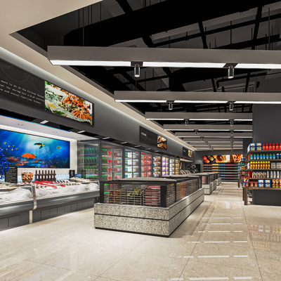  生活超市 生鲜超市su模型 