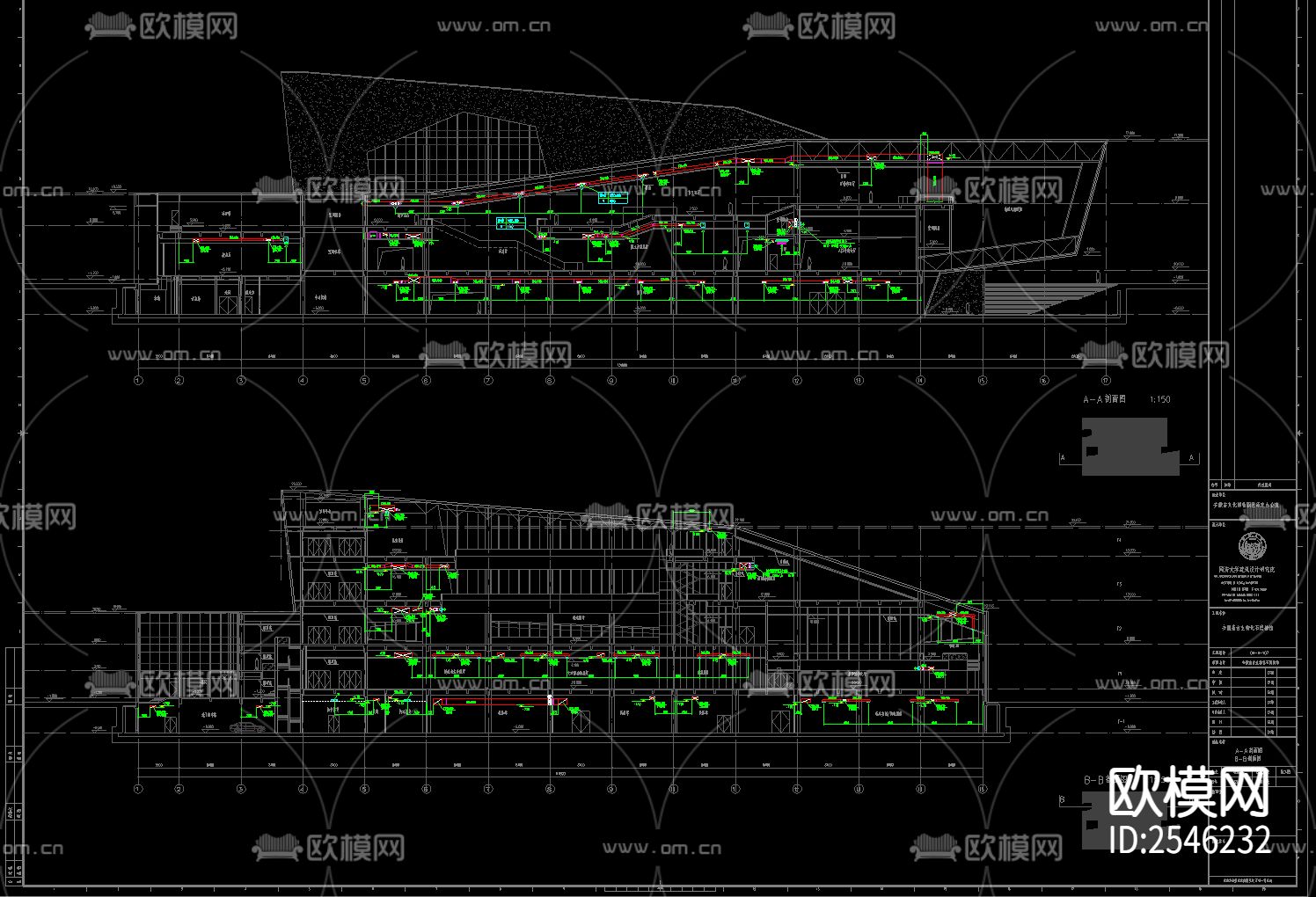 博物馆暖通CAD施工图下载（渲染图1）