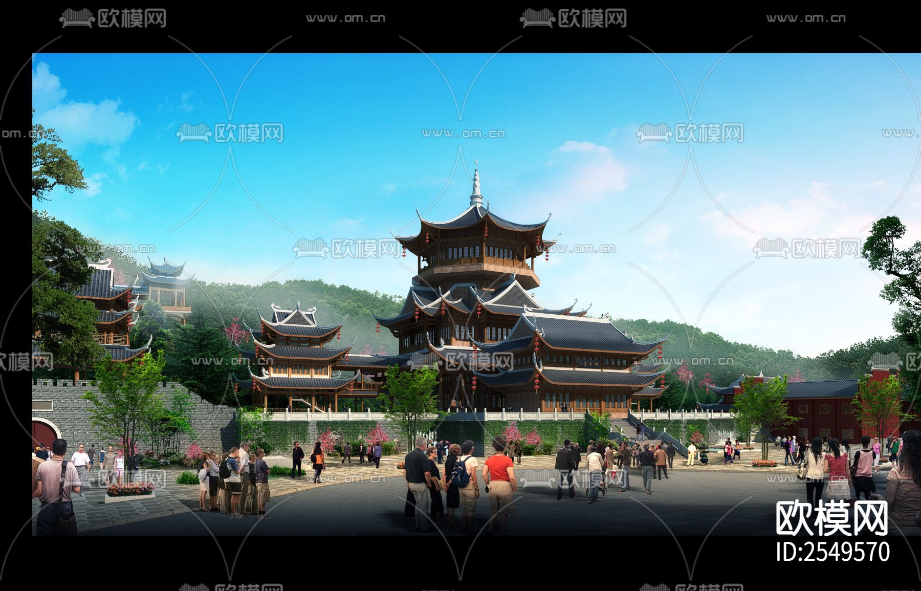 土家摆手堂cad施工图下载（渲染图4）