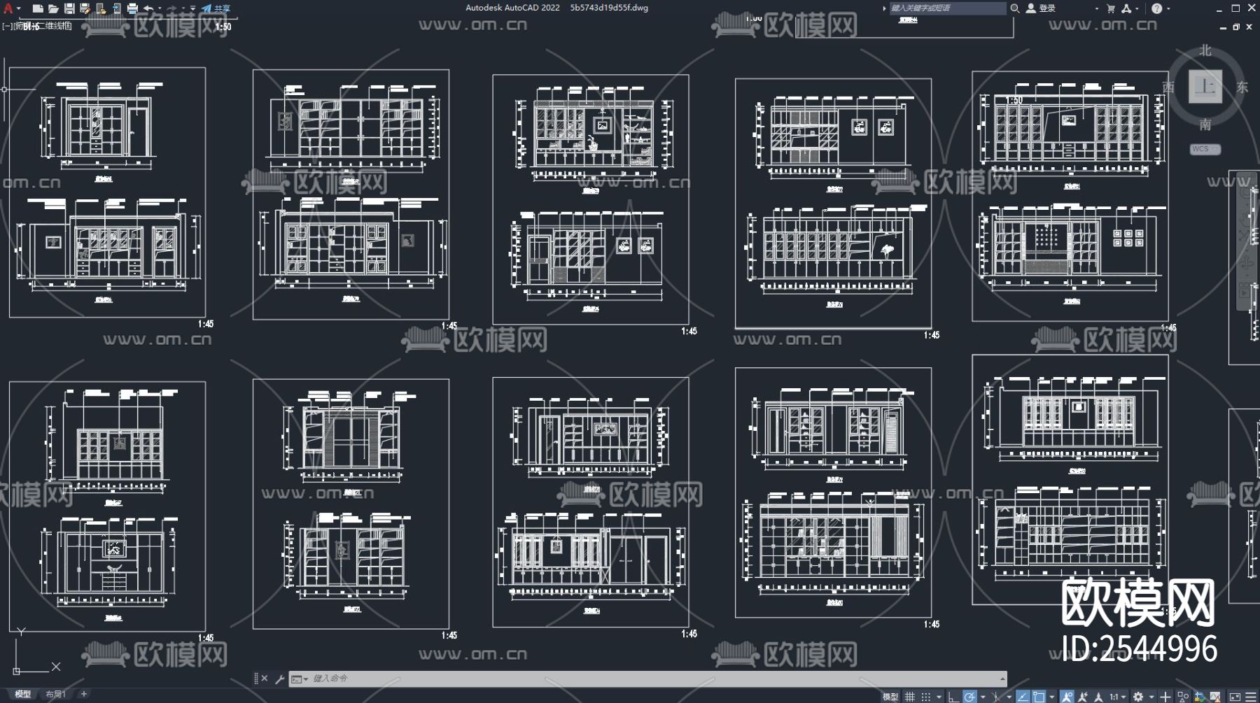 CAD室内装饰柜设计cad图库下载（渲染图4）