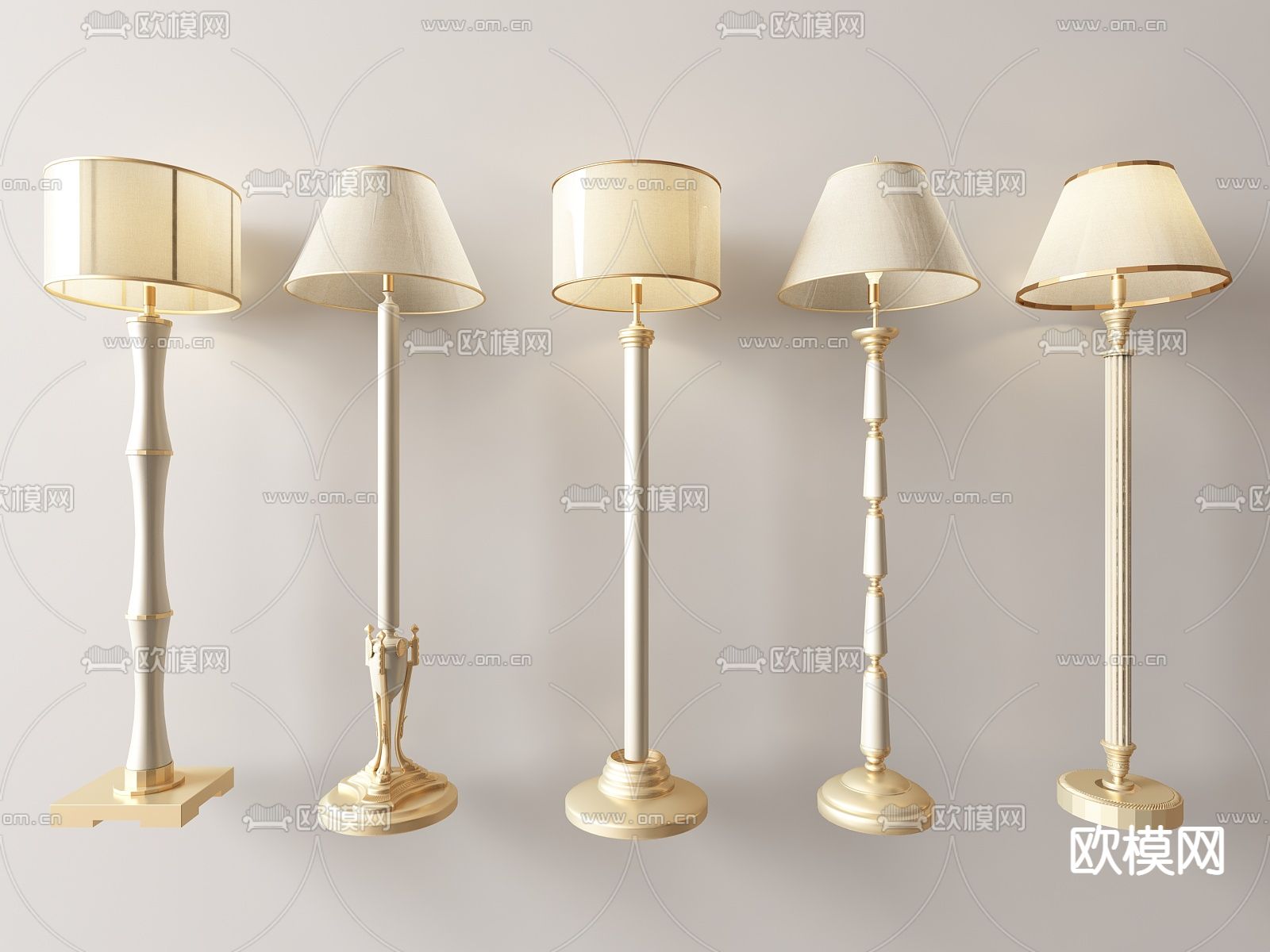 欧式落地灯su模型下载（渲染图1）