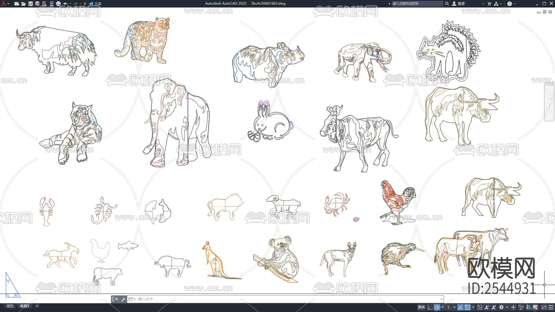 动物模型立面CAD图库下载