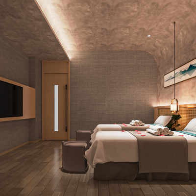  现代美容院包间su模型 