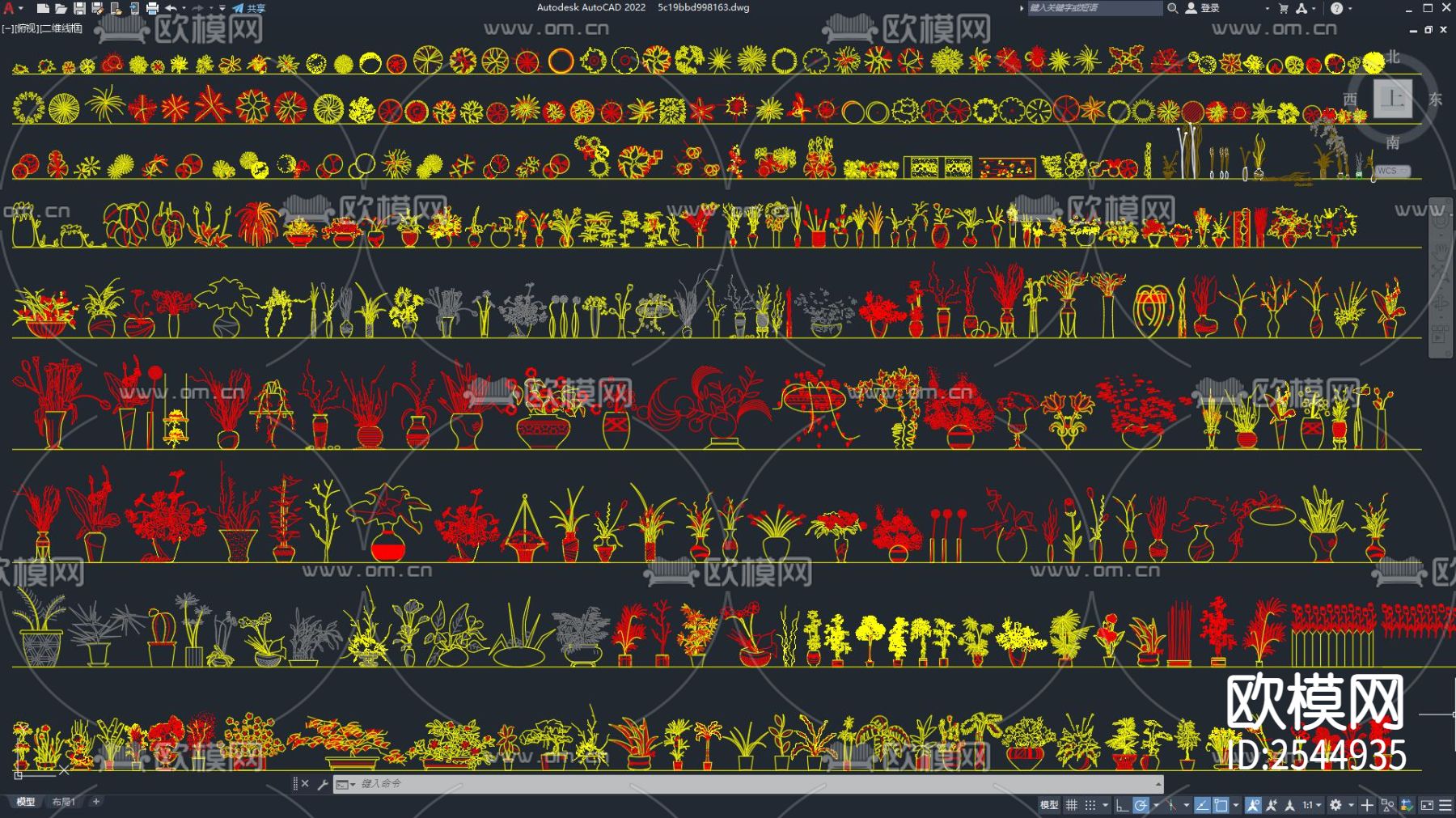 常用绿植CAD图库下载（渲染图1）