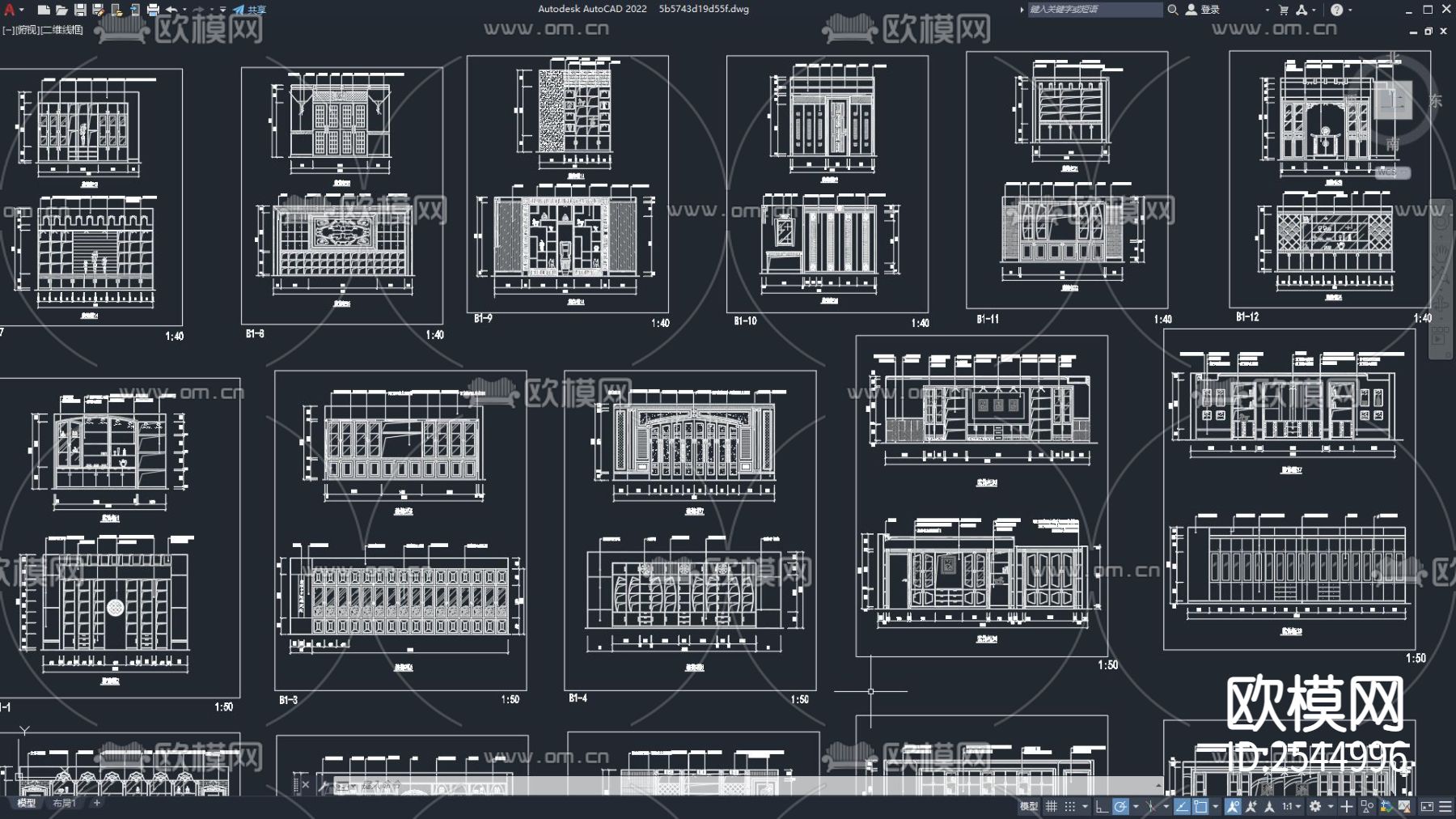 CAD室内装饰柜设计cad图库下载（渲染图1）