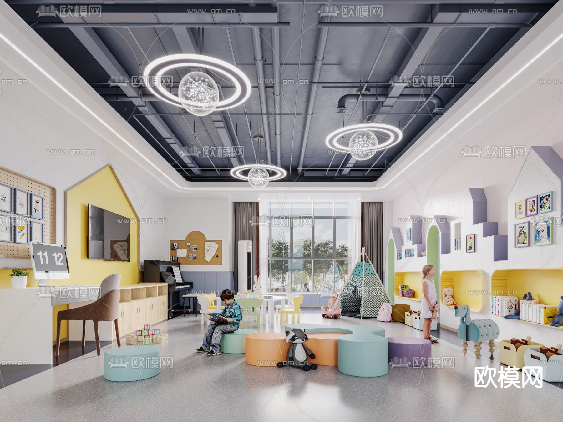 幼儿园教室 培训机构3d模型下载