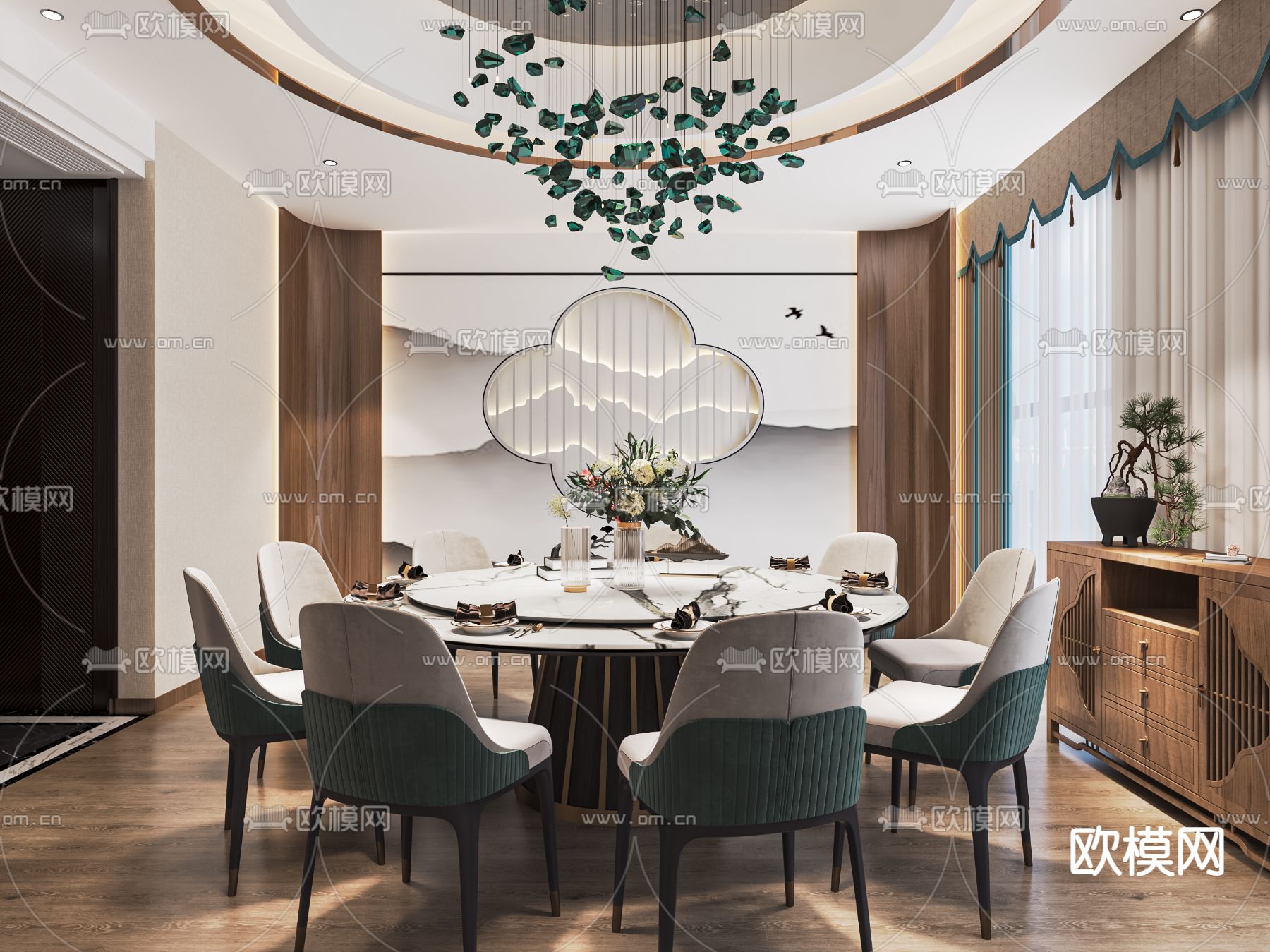 中餐厅包厢 包间 包房su模型下载