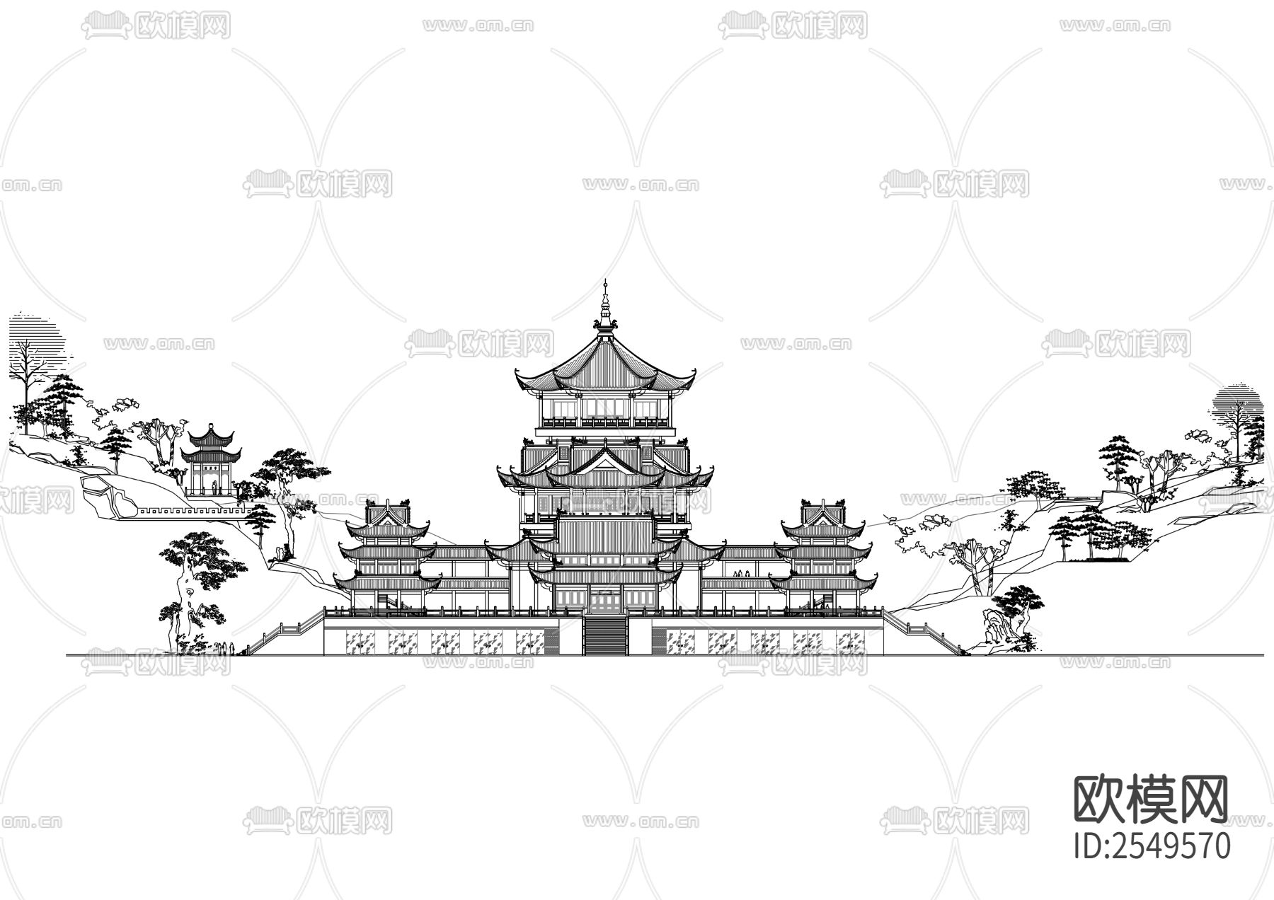 土家摆手堂cad施工图下载（渲染图5）