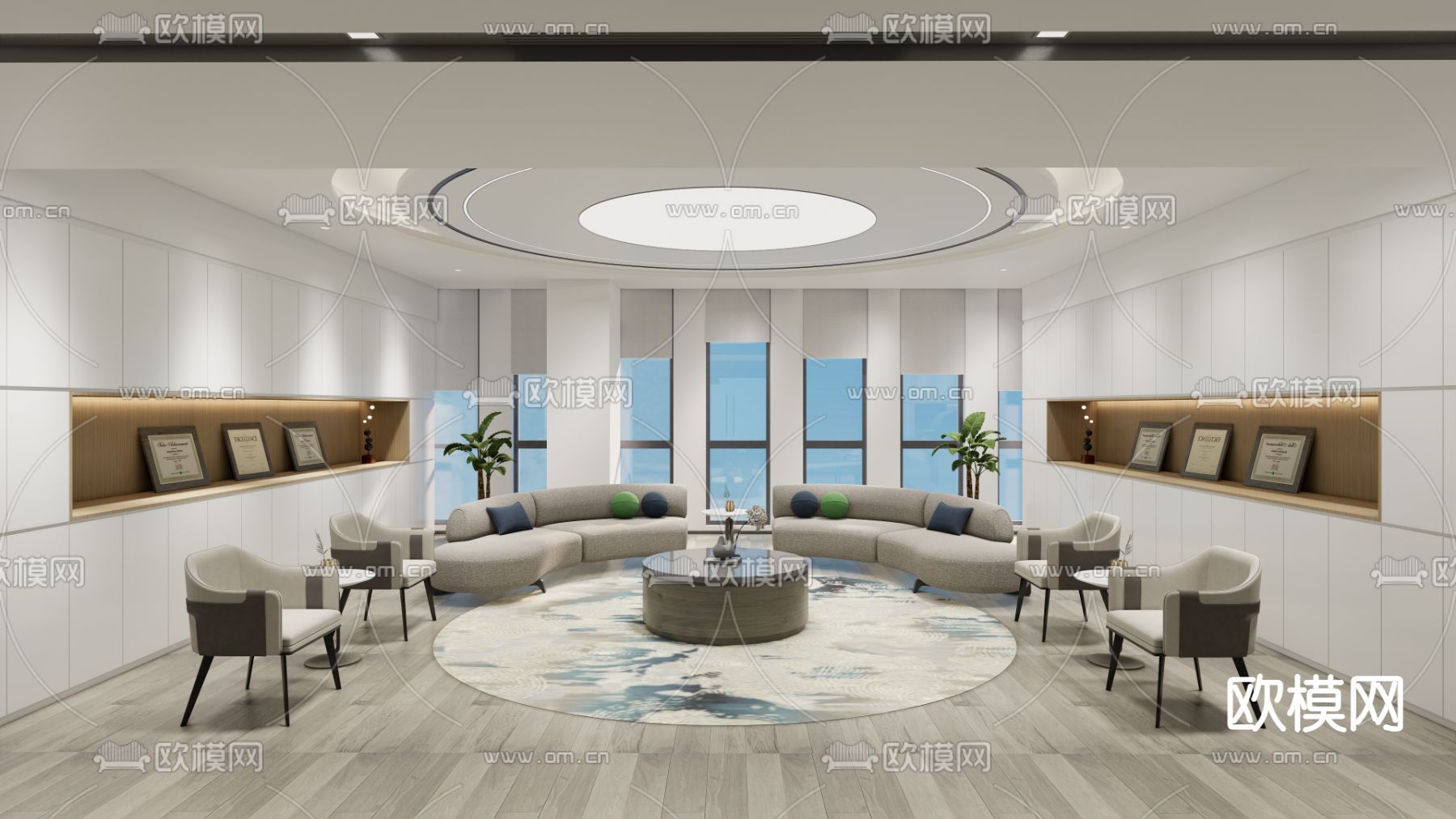 现代会客厅 洽谈区su模型下载_ID13053062_sketchup模型下载-欧模网