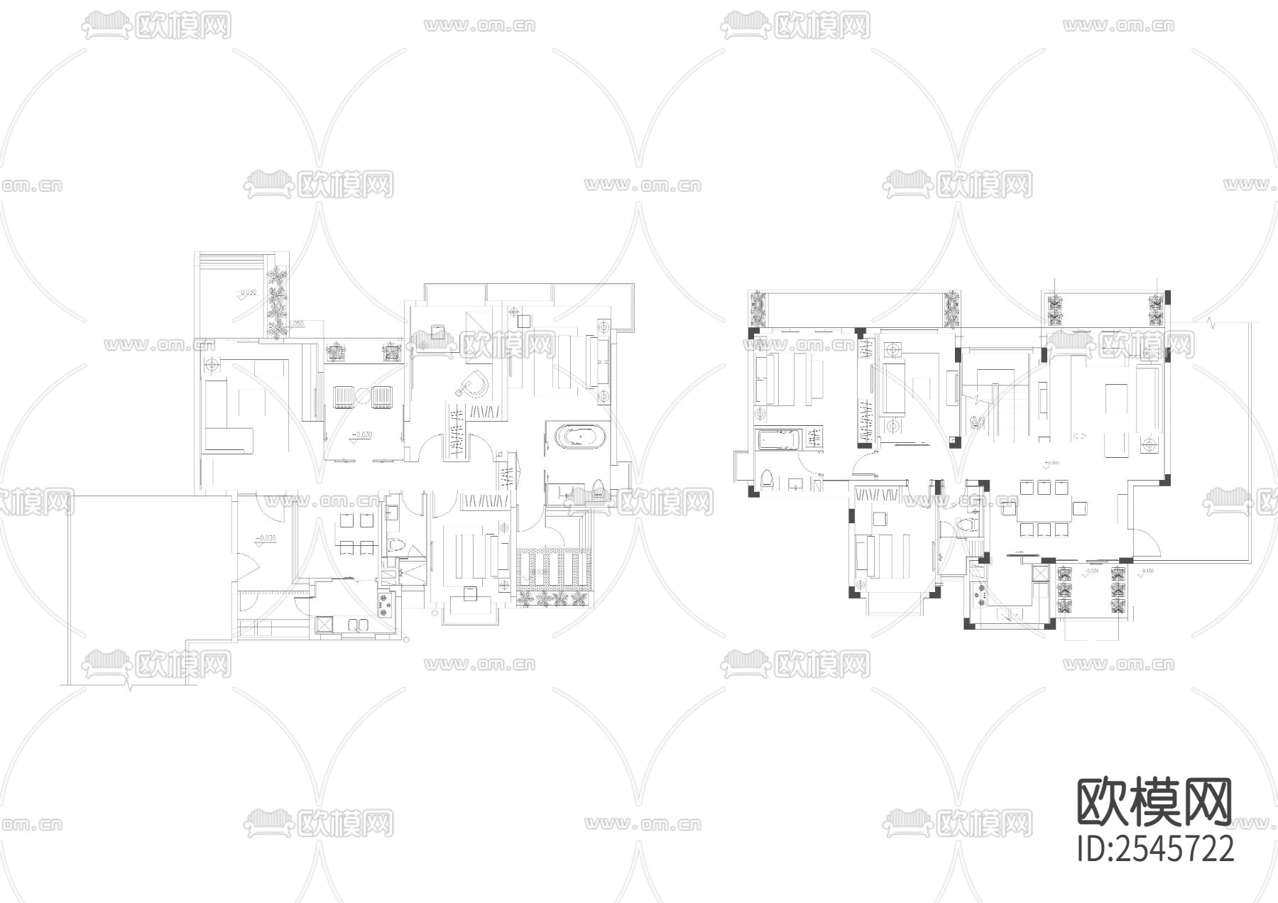 大平层-别墅-小户型cad图库下载（渲染图5）