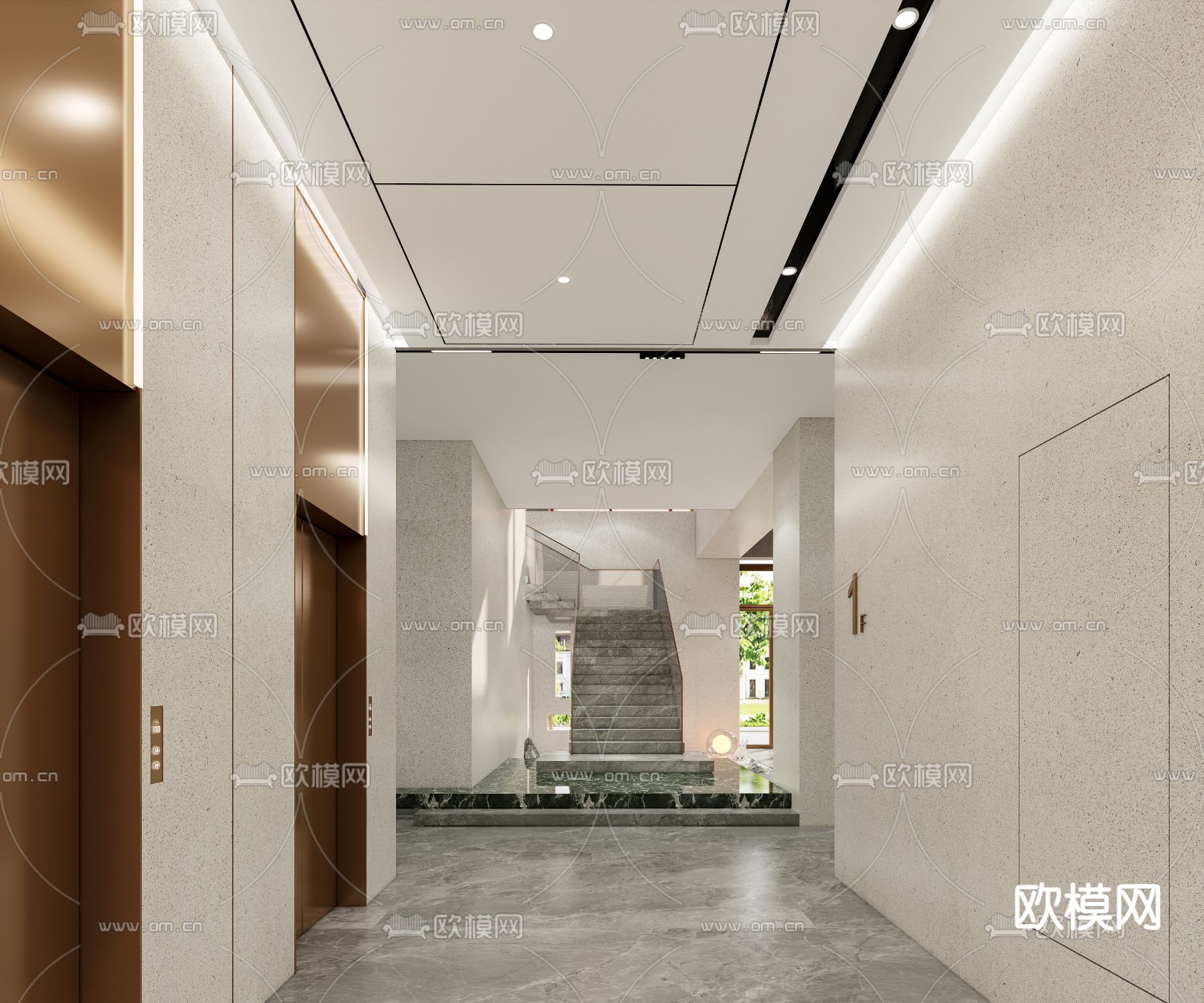 办公休息区 楼梯间su模型下载（渲染图3）