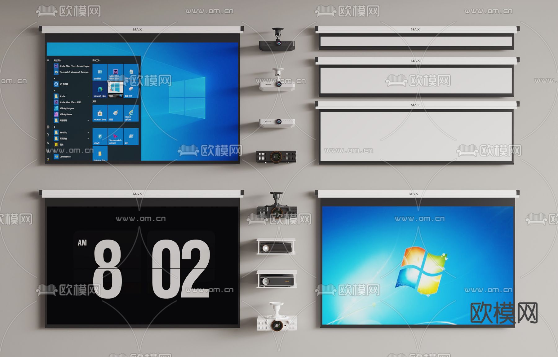 投影仪 投影幕布su模型下载（渲染图1）