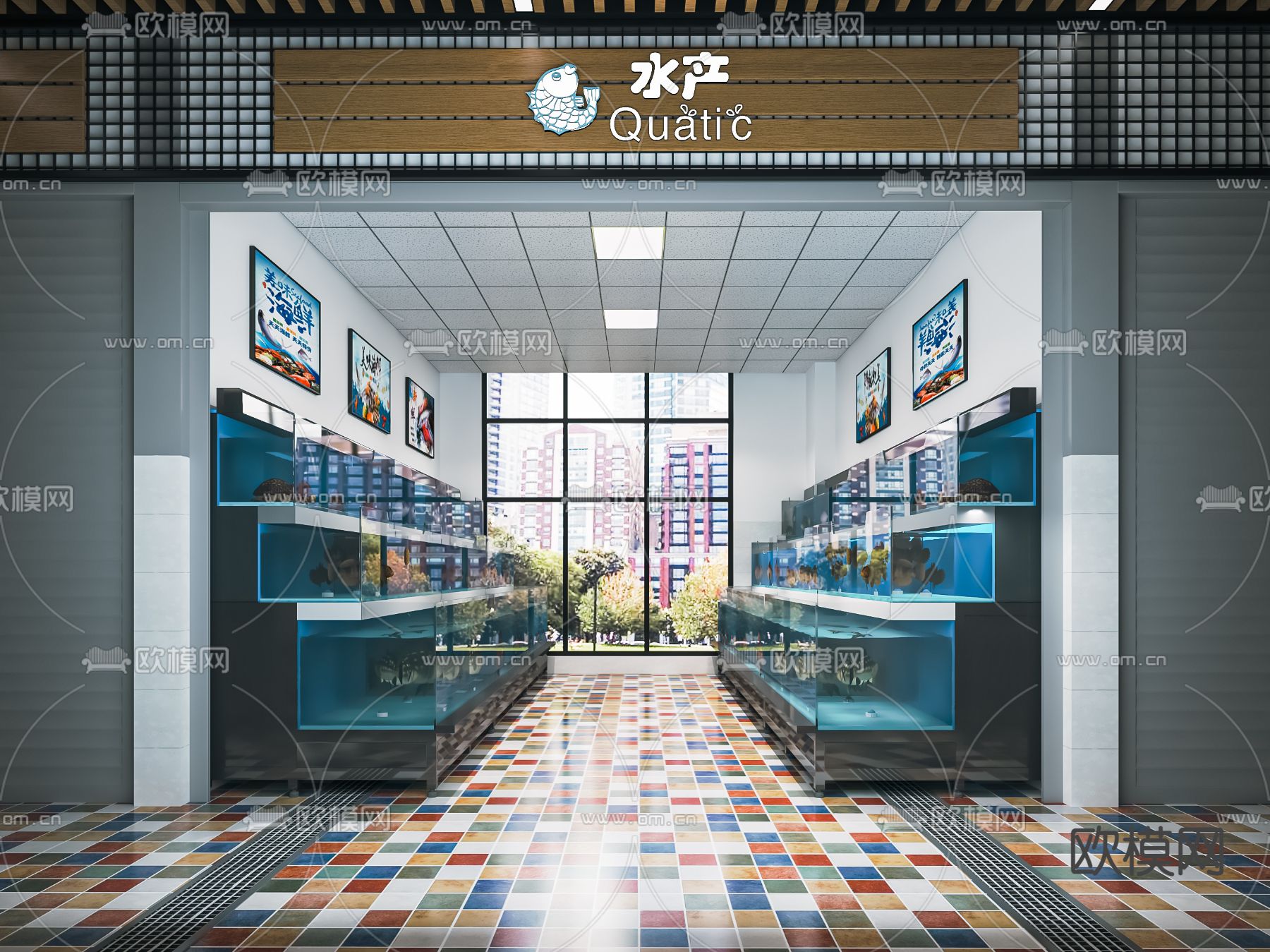 水产店 海鲜店su模型下载