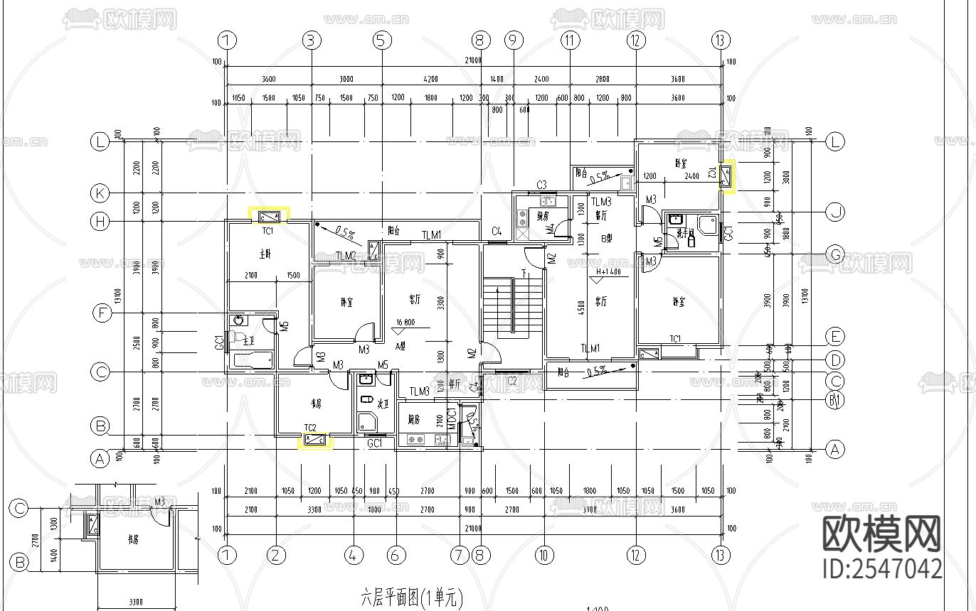 大川水岸住宅楼建筑cad施工图下载（渲染图1）