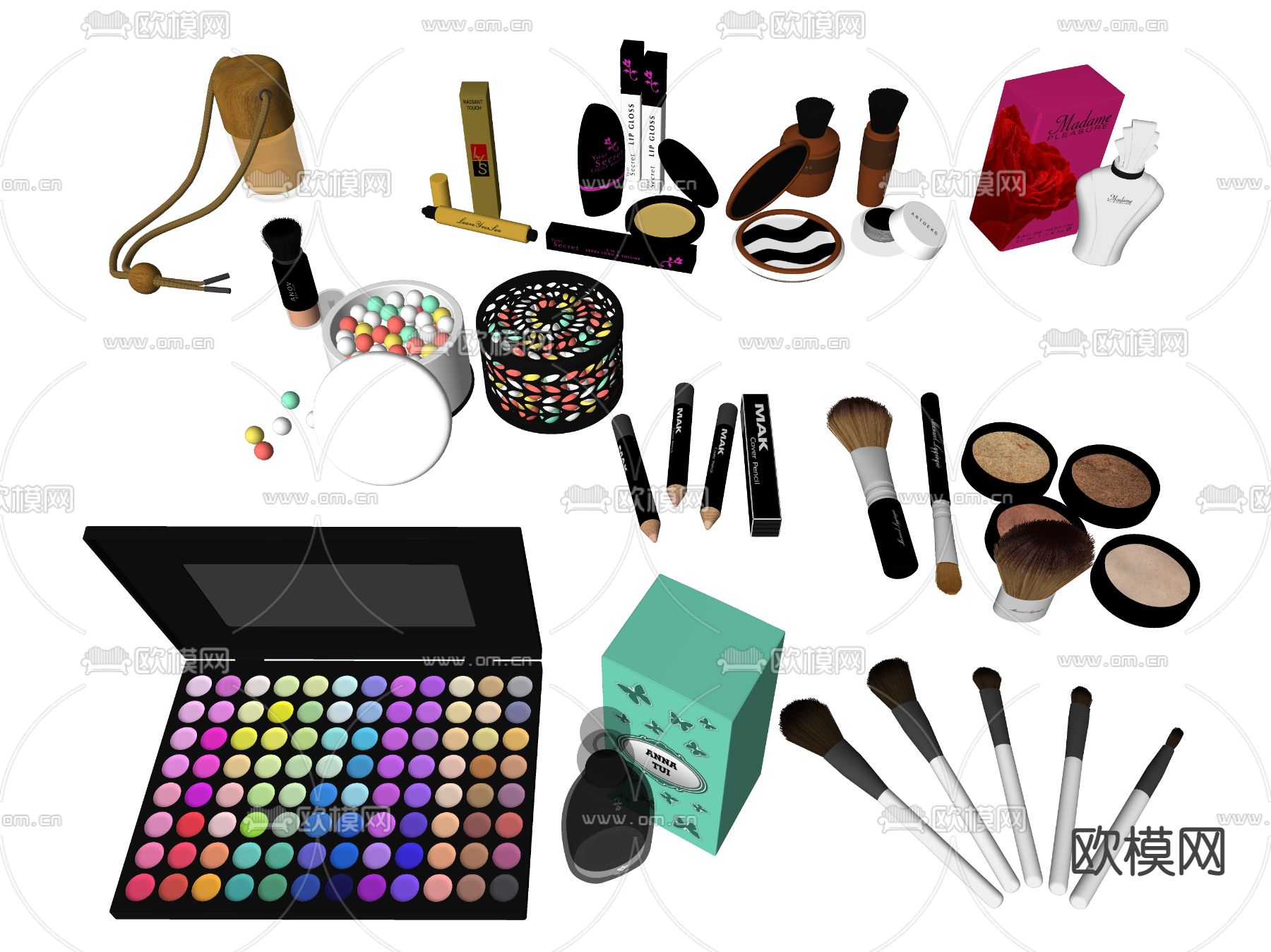 化妆品 美妆用品 香水 护肤品su模型下载（渲染图2）