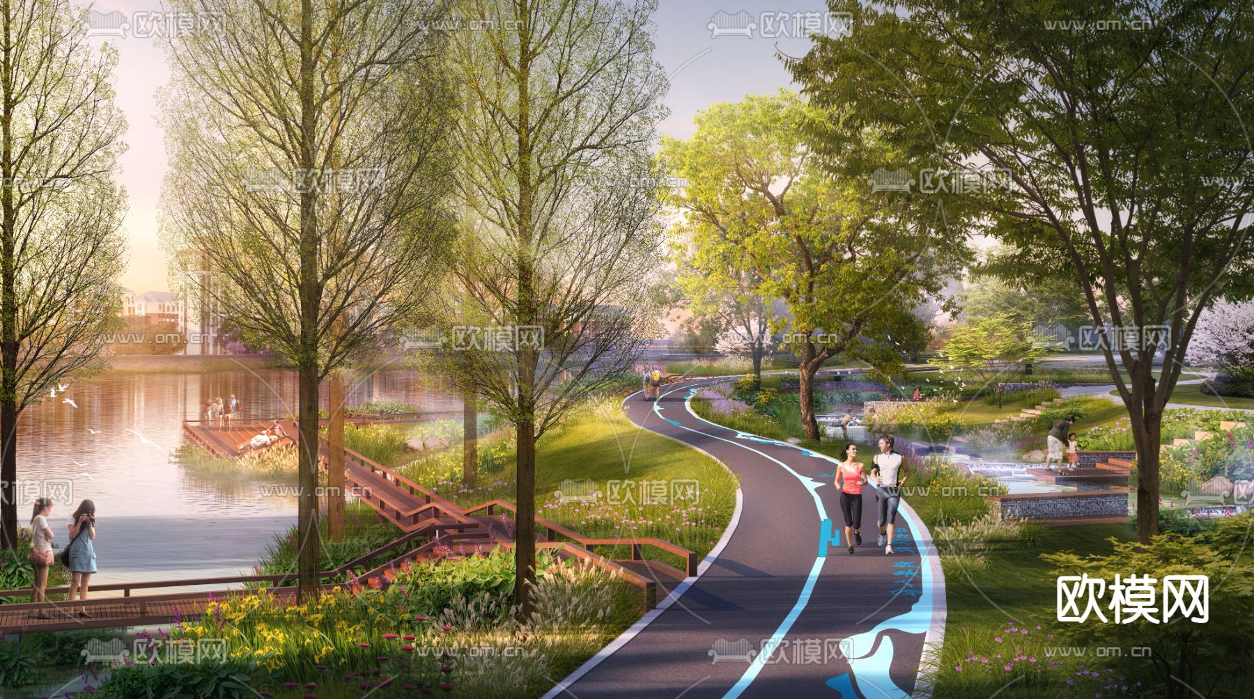 湿地公园 慢跑道psd下载