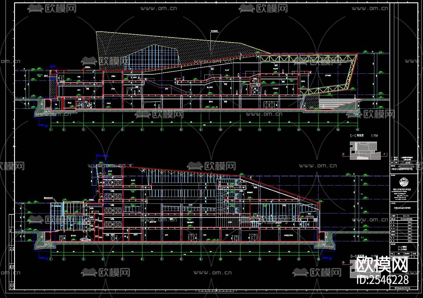 博物馆建筑CAD施工图下载（渲染图1）