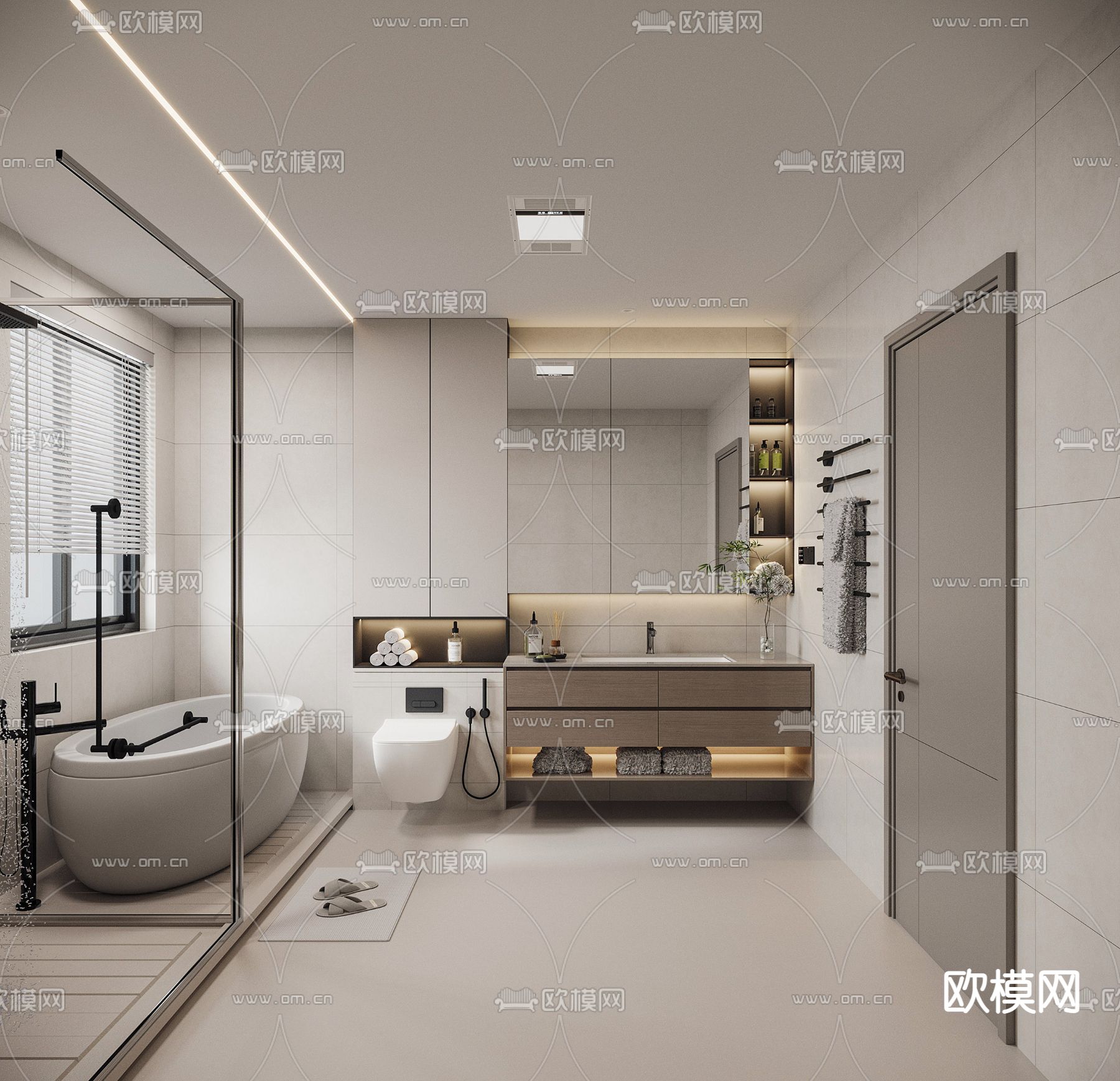 现代卫生间 浴室su模型下载（渲染图1）