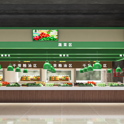  菜市场 农贸市场  摊位su模型 