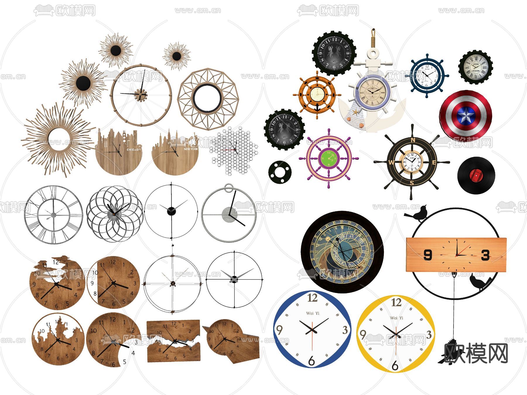北欧墙饰挂件 挂钟su模型下载（渲染图2）