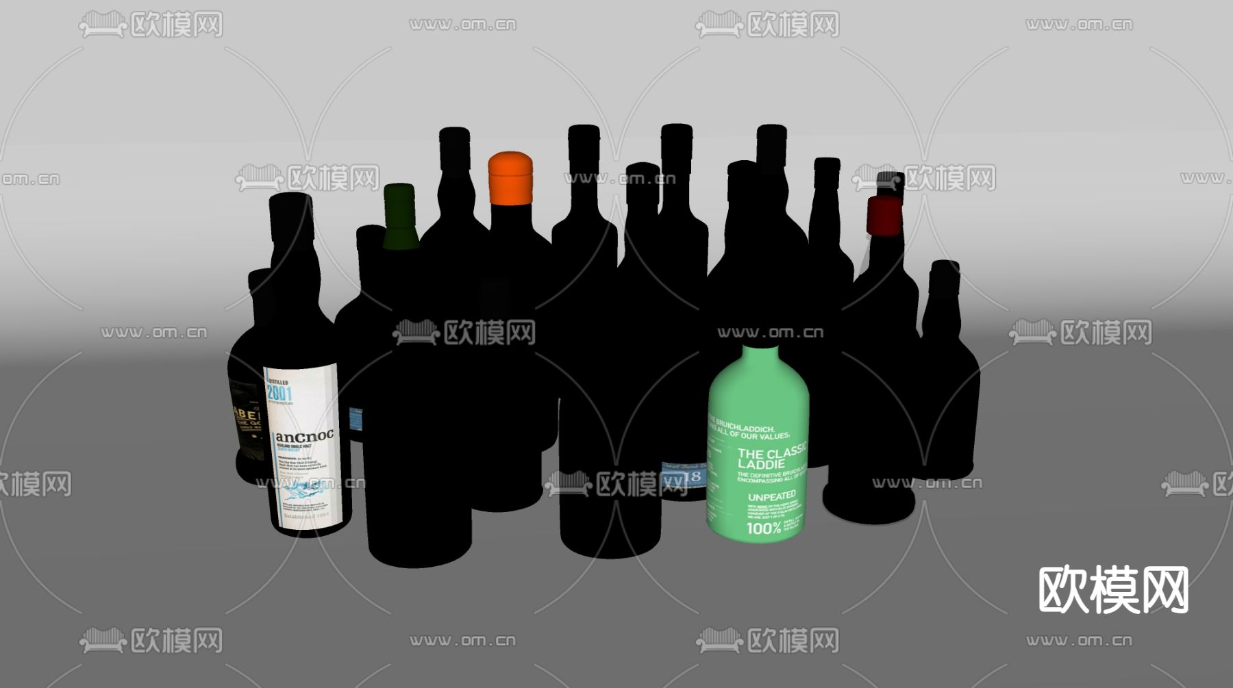 酒瓶 洋酒 酒水饮料su模型下载（渲染图2）