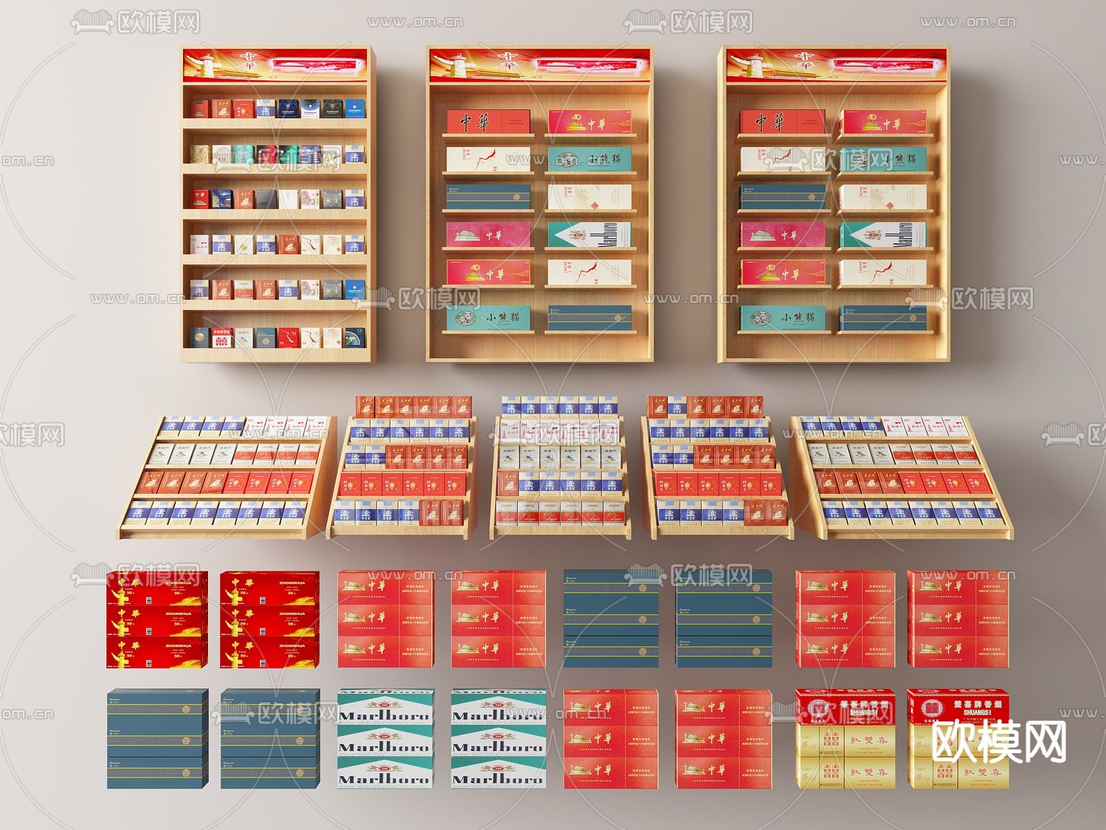展示柜 烟柜 烟店柜su模型下载（渲染图1）