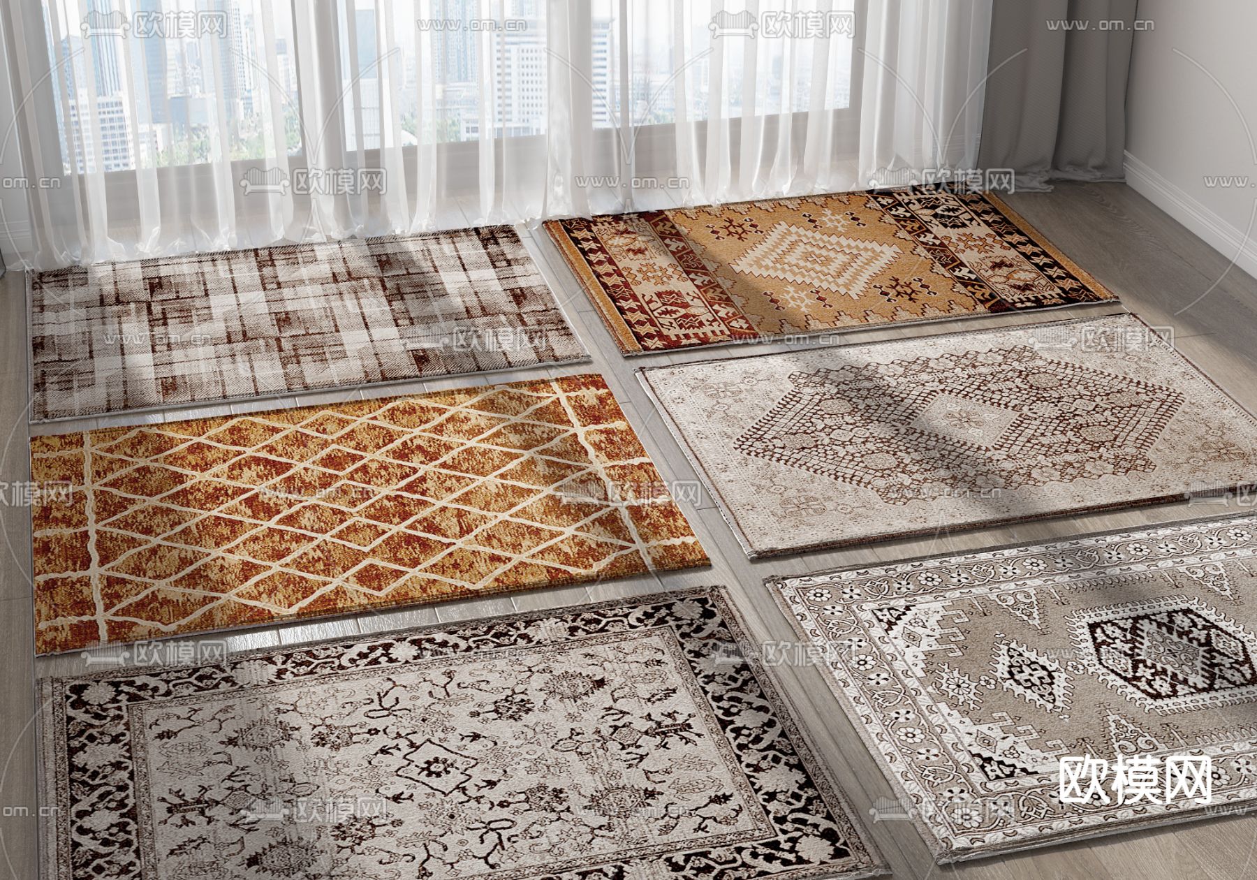欧式地毯 方毯3d模型下载