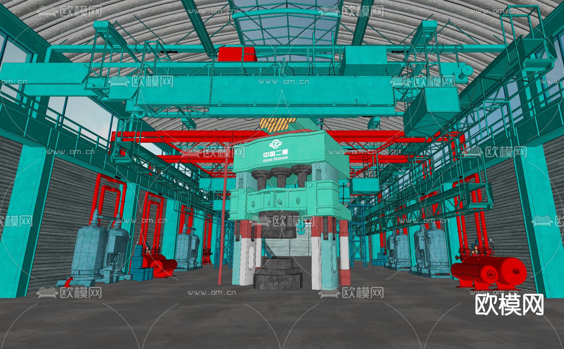 工业风加工厂厂房su模型下载（渲染图2）