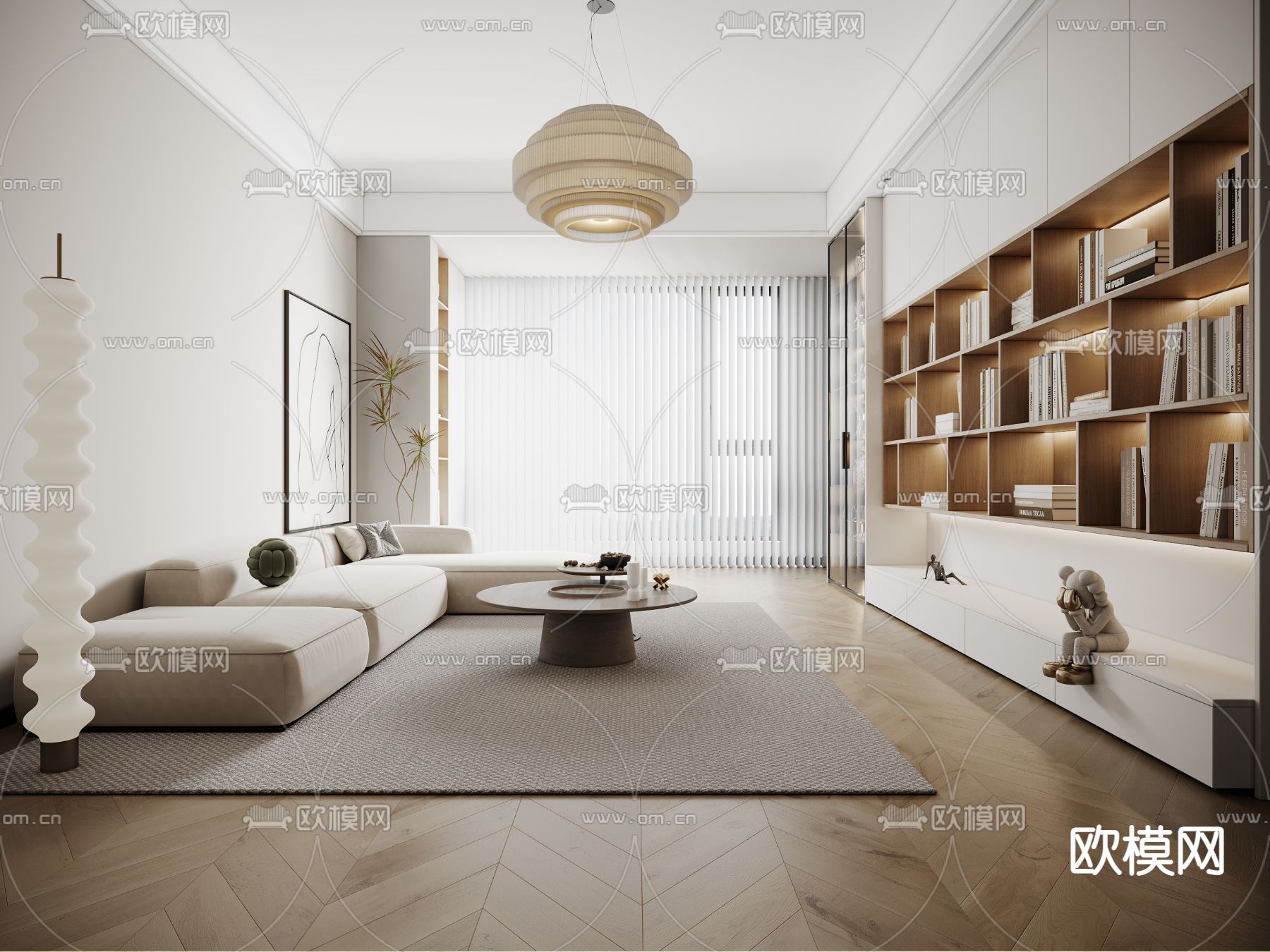 现代客餐厅3d模型下载（渲染图1）