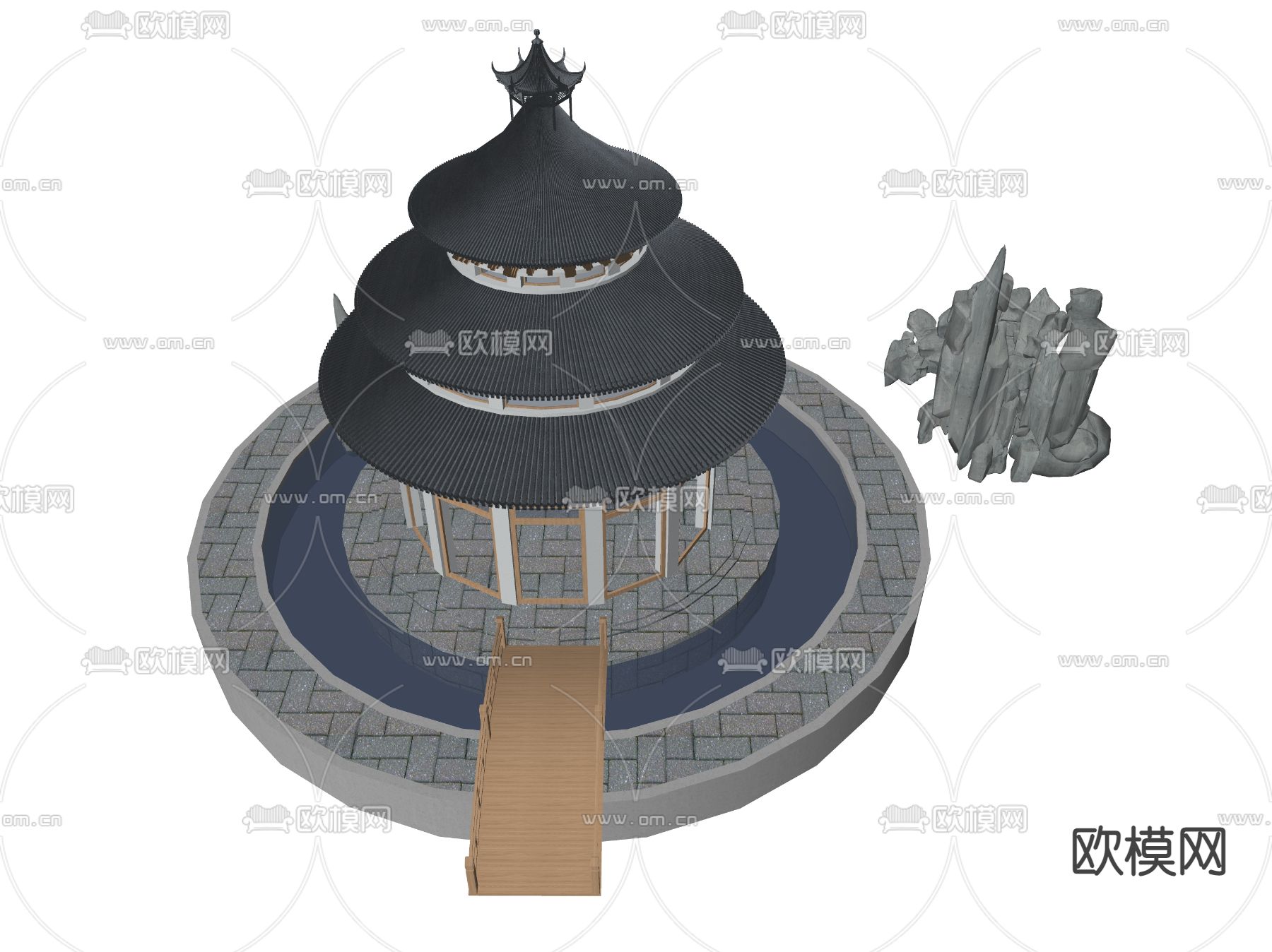 中式古建亭子su模型