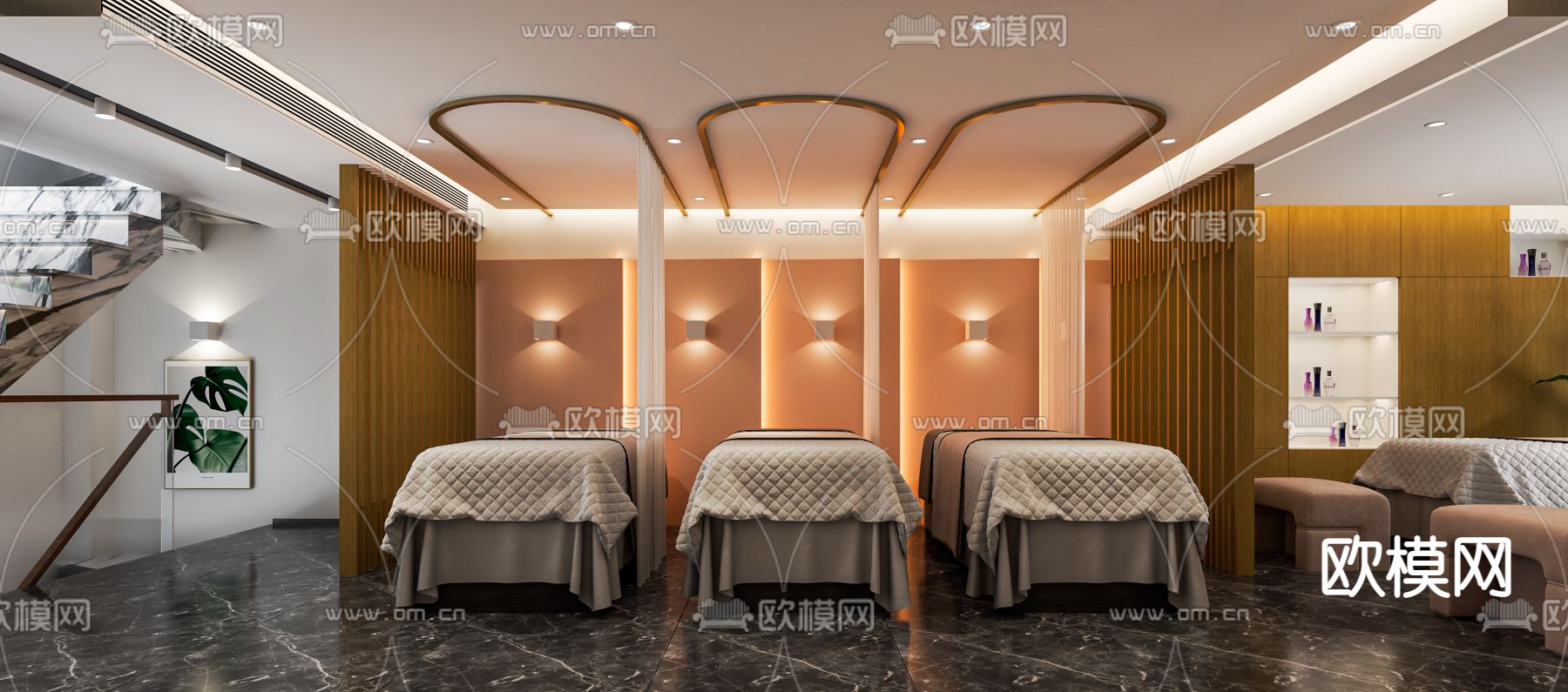 现代美容院包间su模型下载