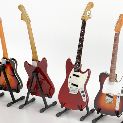  吉他 贝斯 乐器su模型 