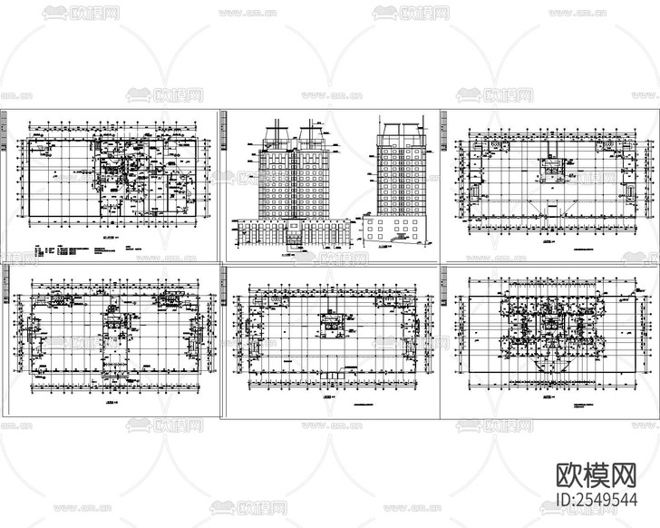 博士后高層公寓樓建筑cad施工圖下載(渲染圖1)