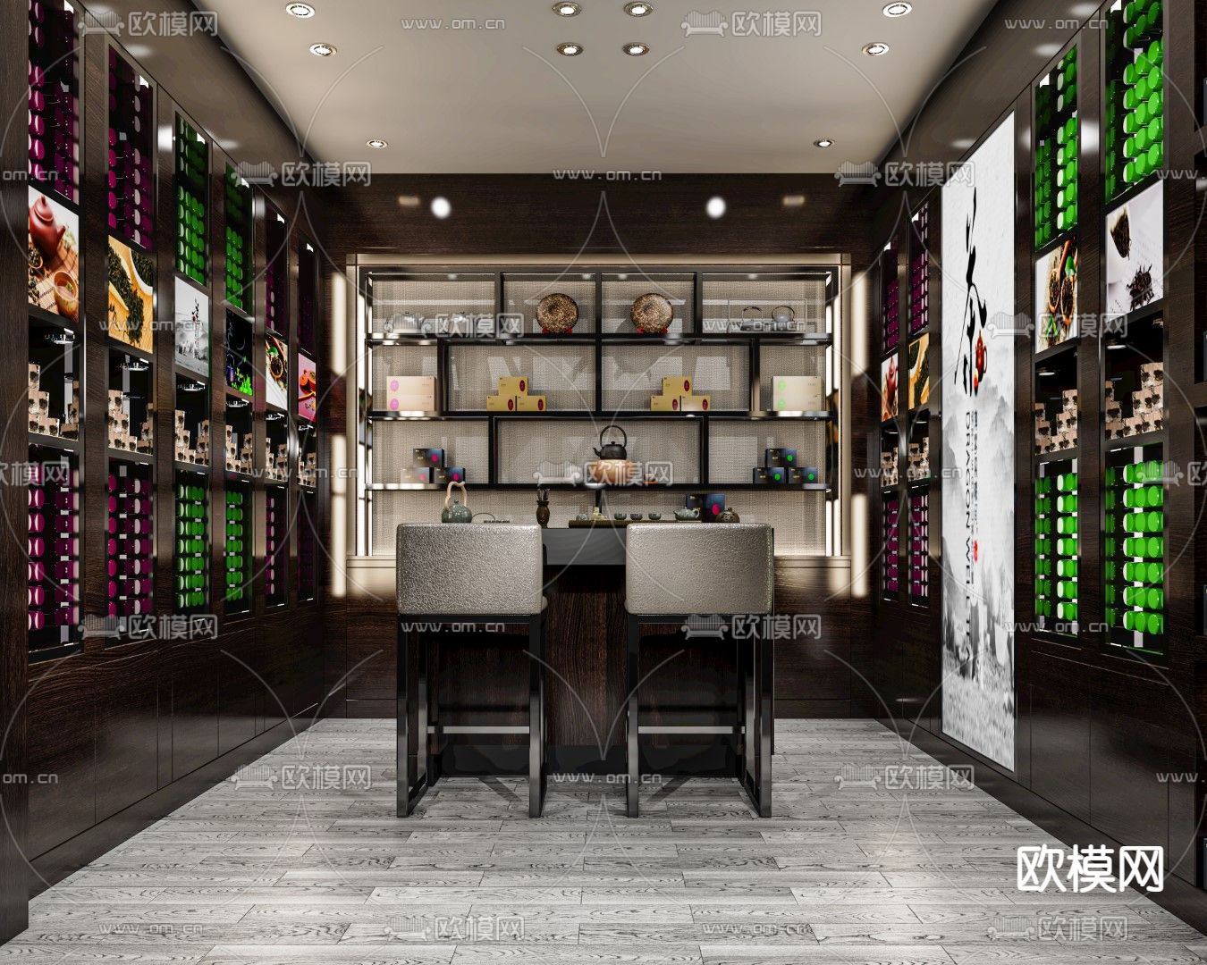 新中式茶叶店su模型下载